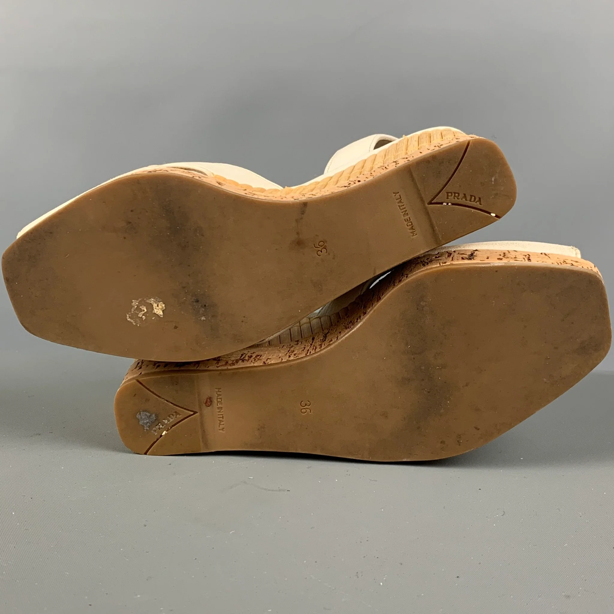 PRADA Size 6 Cream Beige Bamboo Leather Slingback Sandals - Image 6