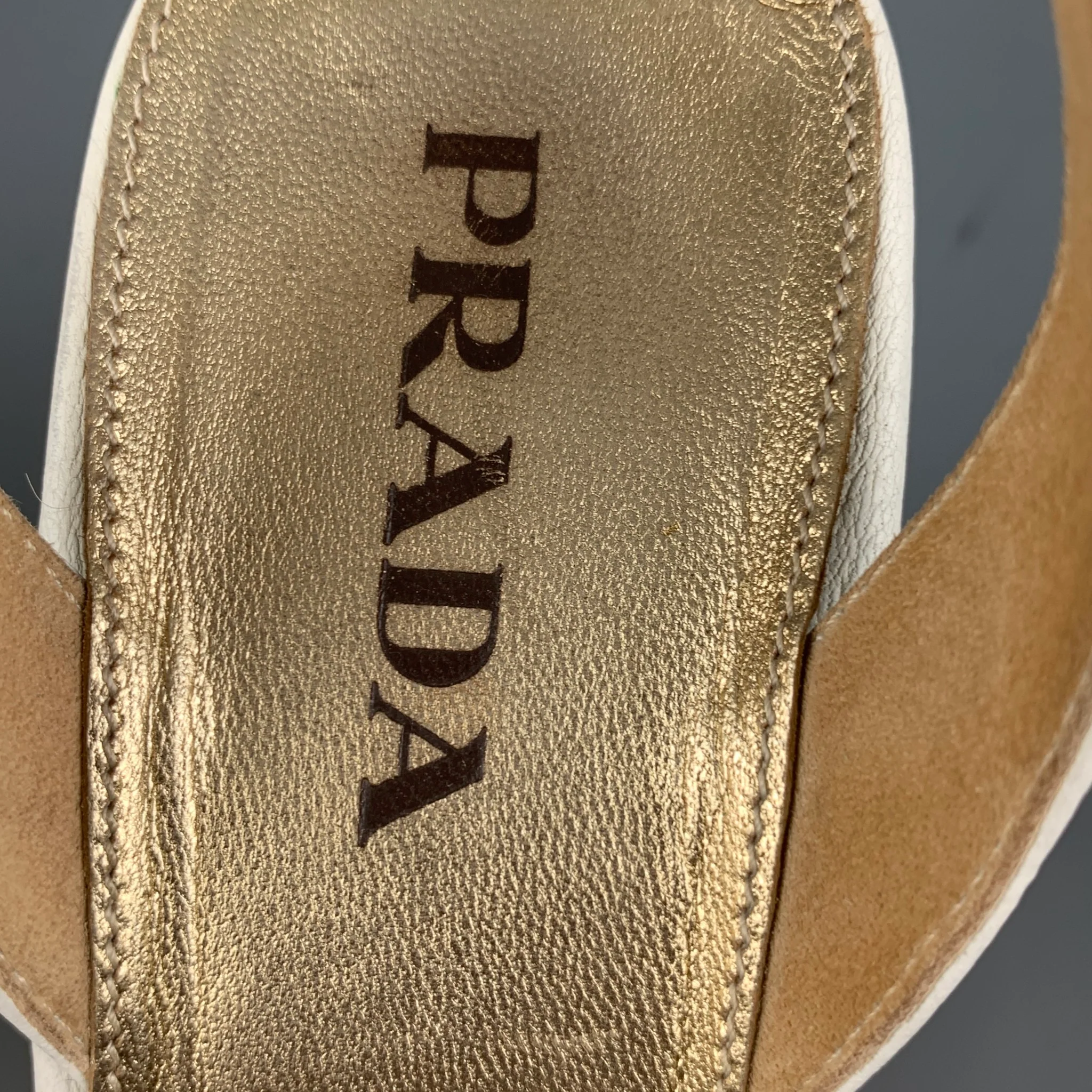 PRADA Size 6 Cream Beige Bamboo Leather Slingback Sandals - Image 7