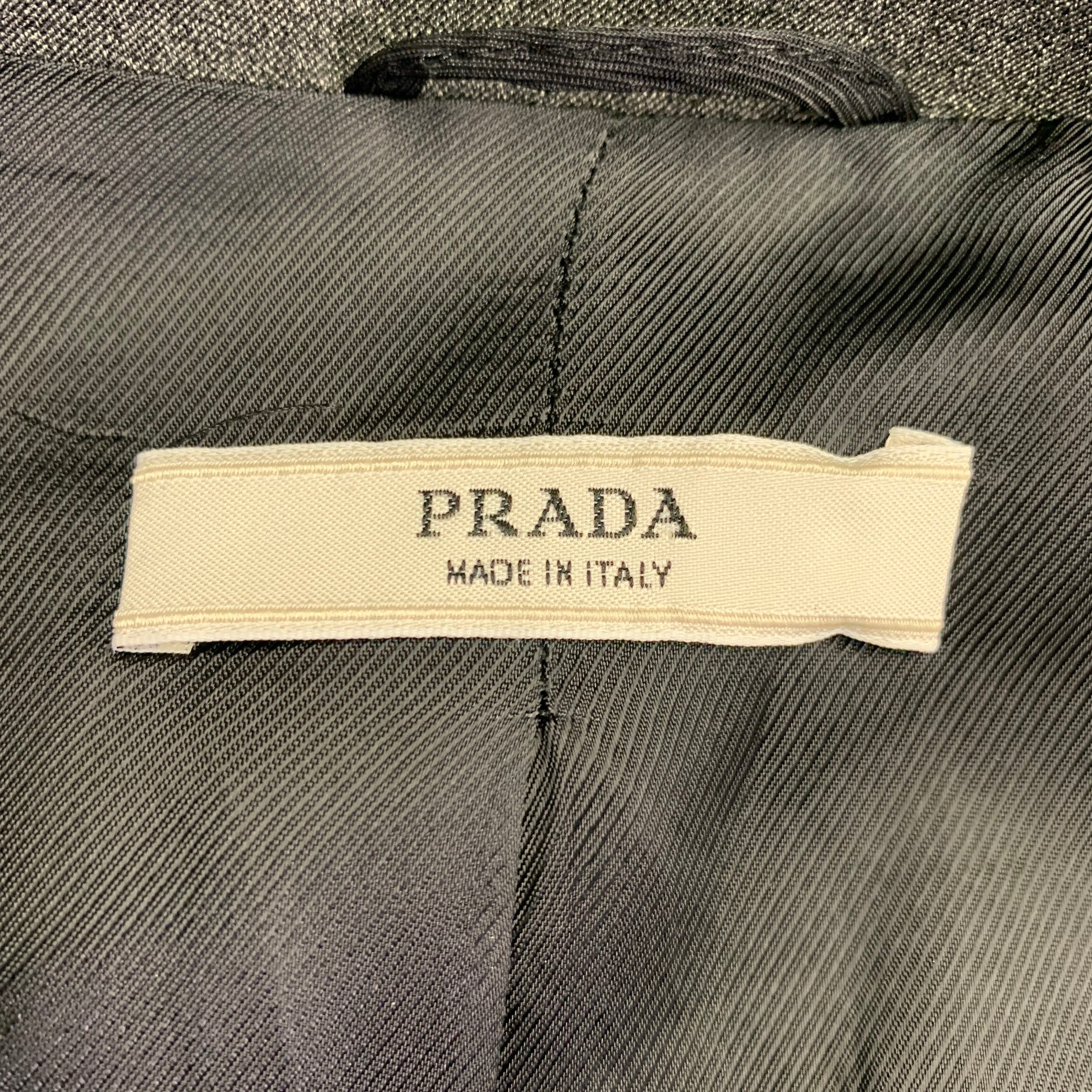 PRADA Size 6 Grey Charcoal Polyester Blend Snaps Jacket Blazer - Image 4