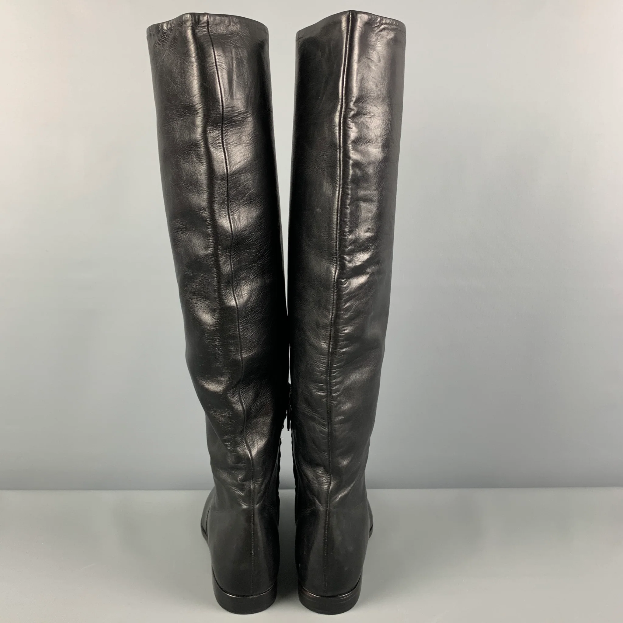 PRADA Size 7.5 Black Flat Boots - Image 4