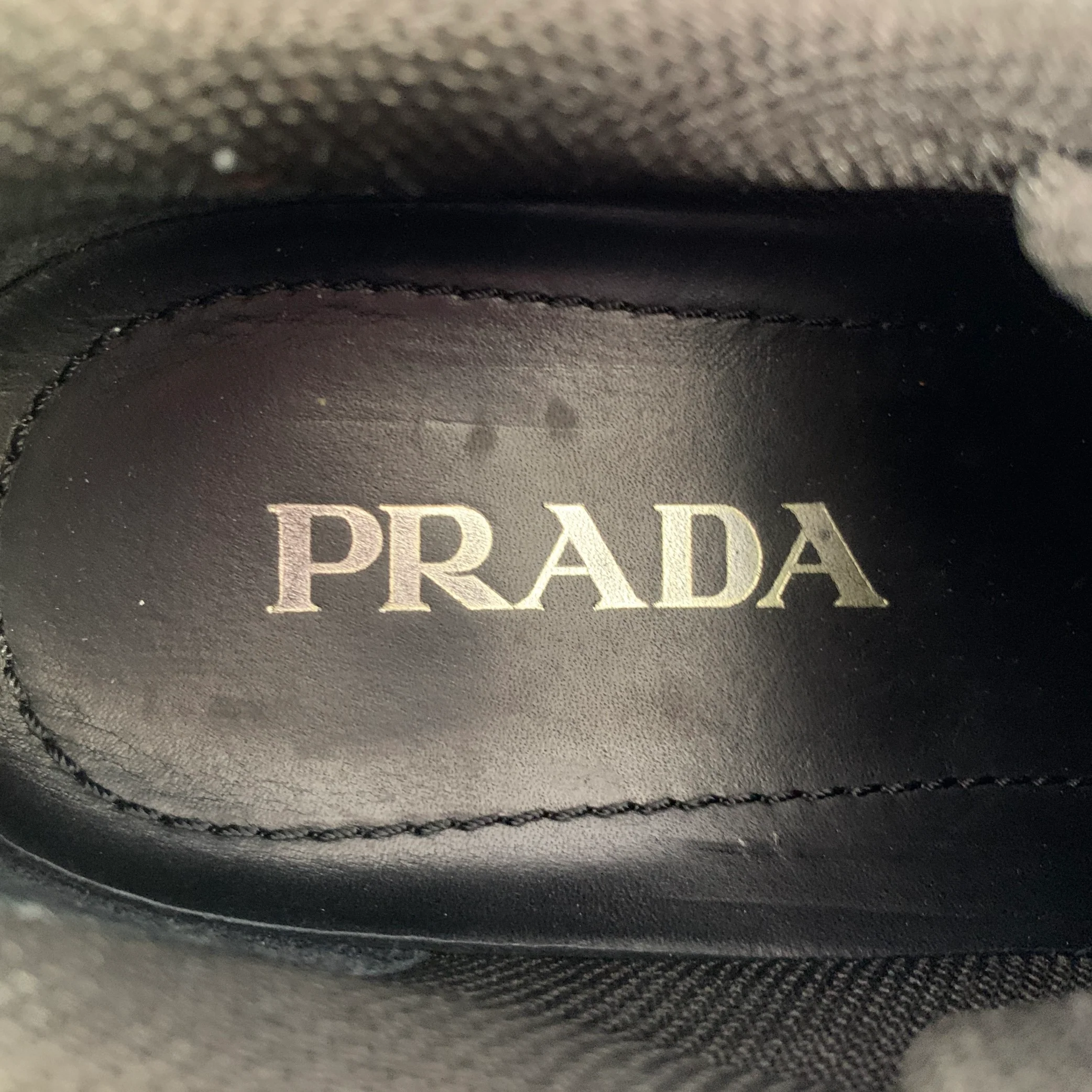 PRADA Size 7.5 Black Mesh Leather Sneakers - Image 7