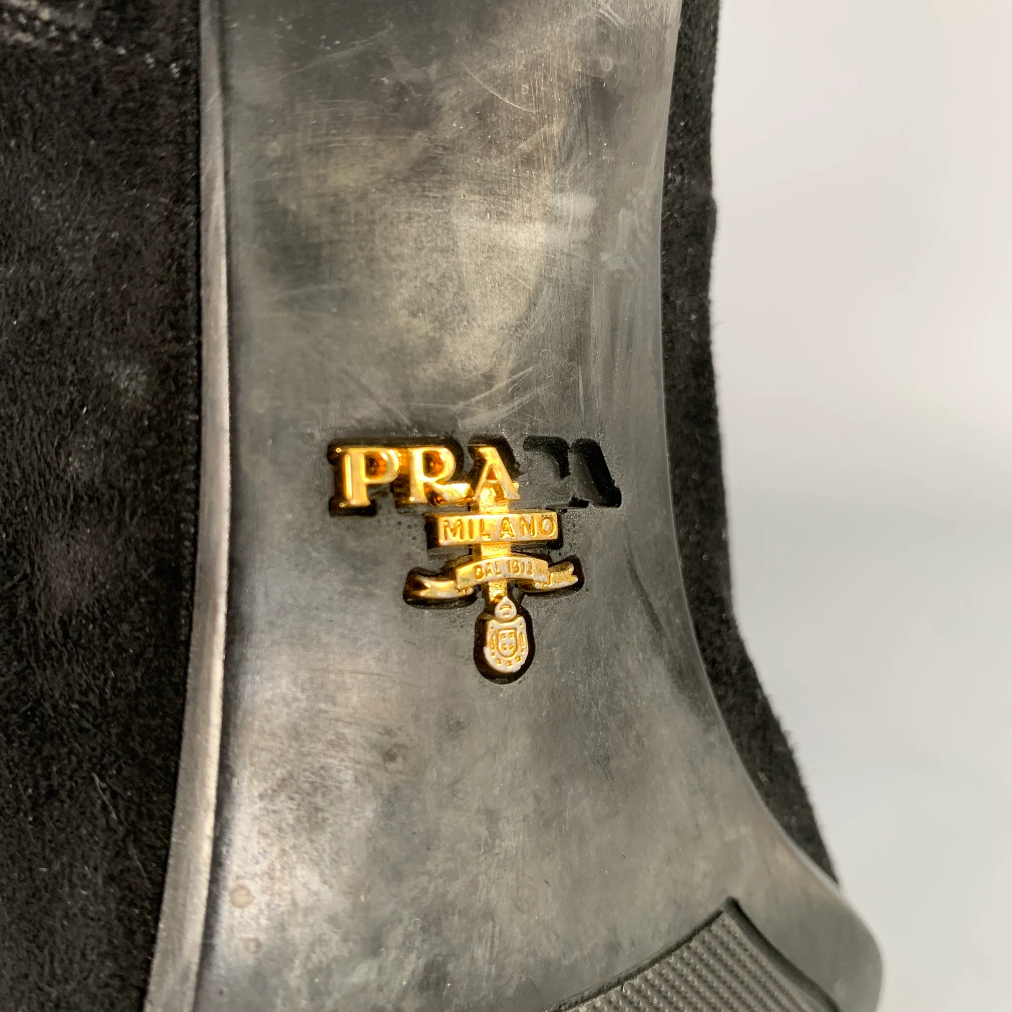 PRADA Size 7.5 Black Suede Textured Side Zipper Boots - Image 7