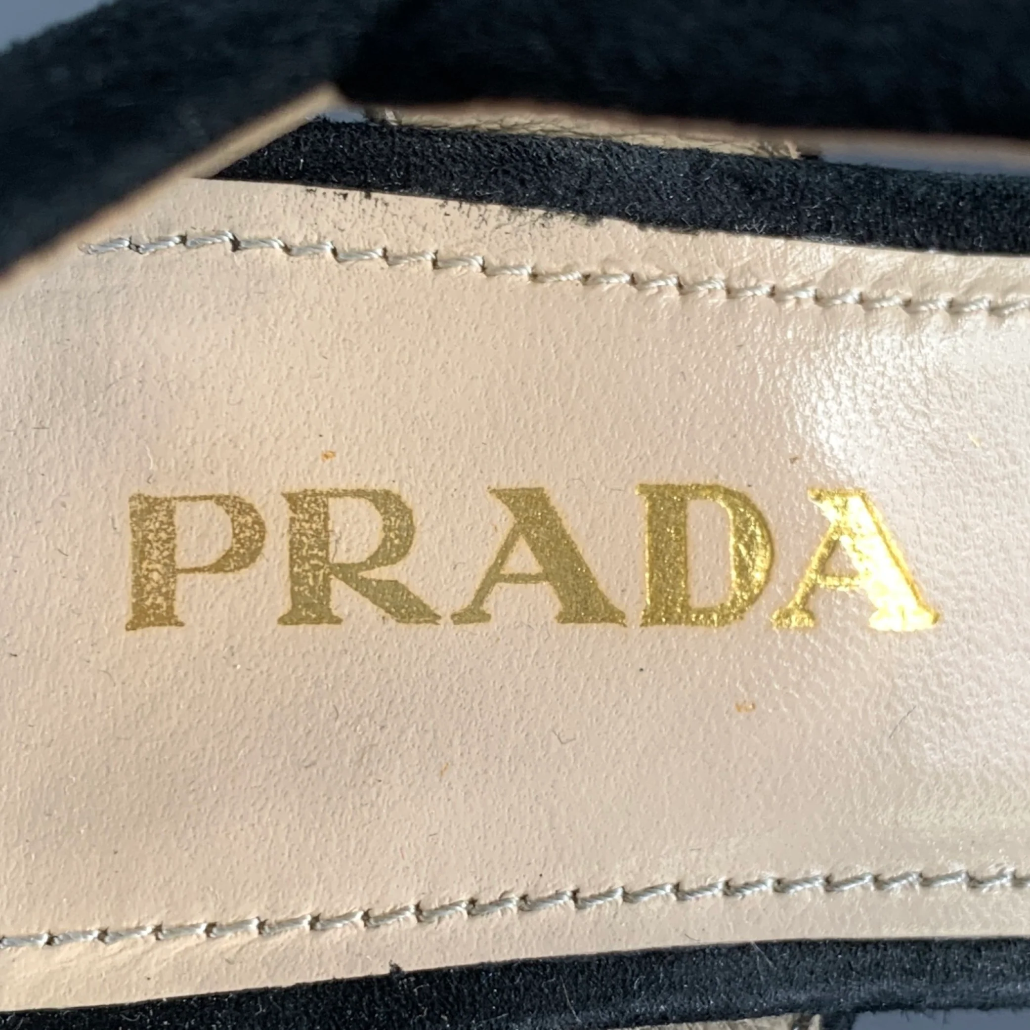PRADA Size 7 Black Suede Chunky Heel Sandals - Image 7