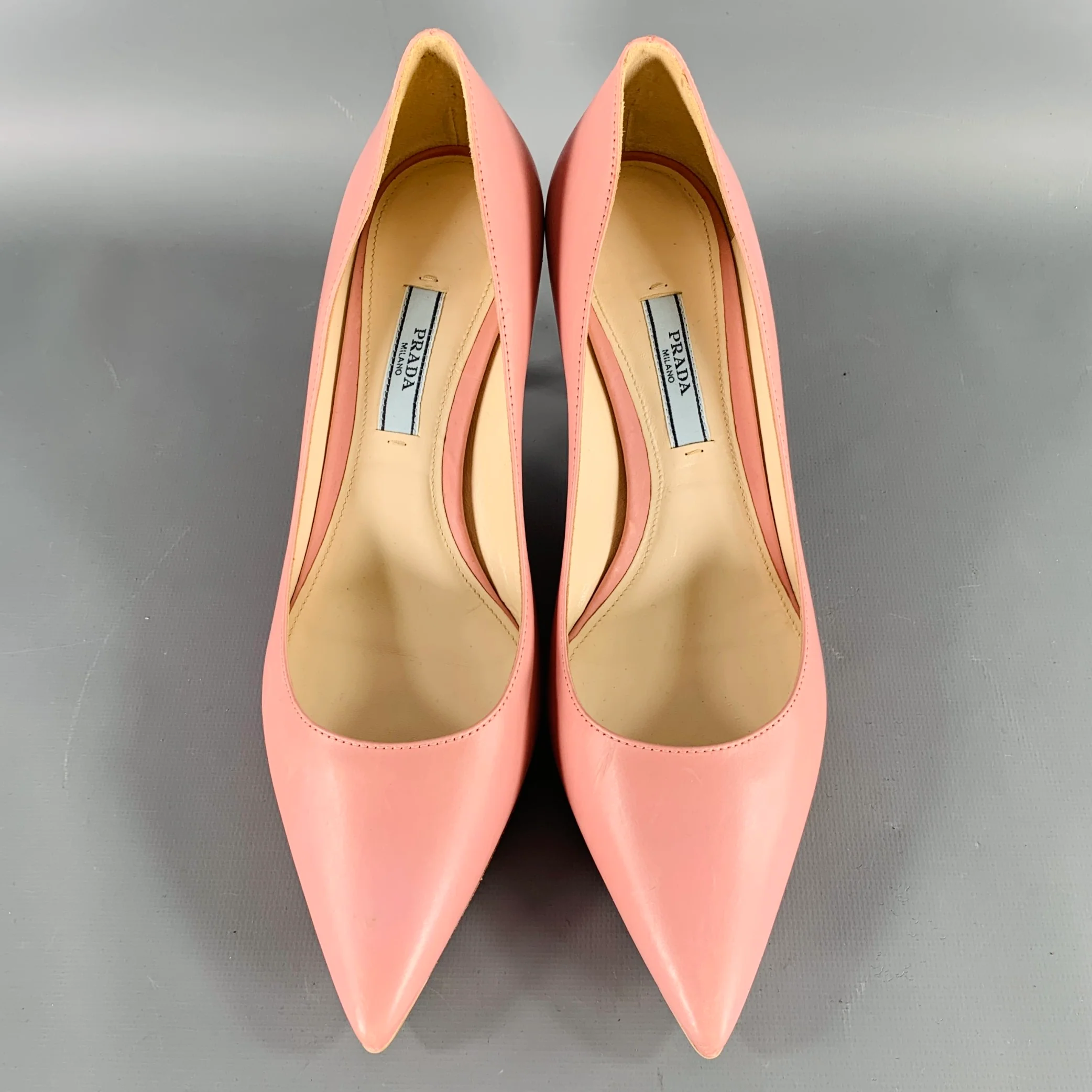 PRADA Size 7 Pink Leather Kitten Heel Pumps - Image 4