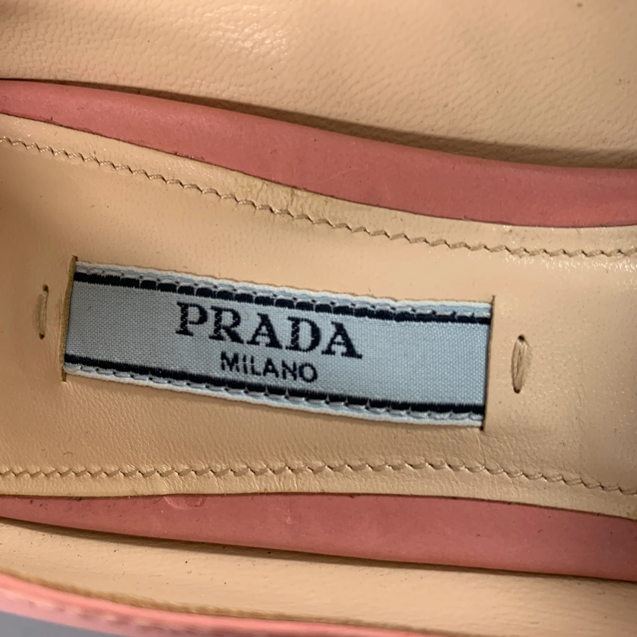 PRADA Size 7 Pink Leather Kitten Heel Pumps - Image 7