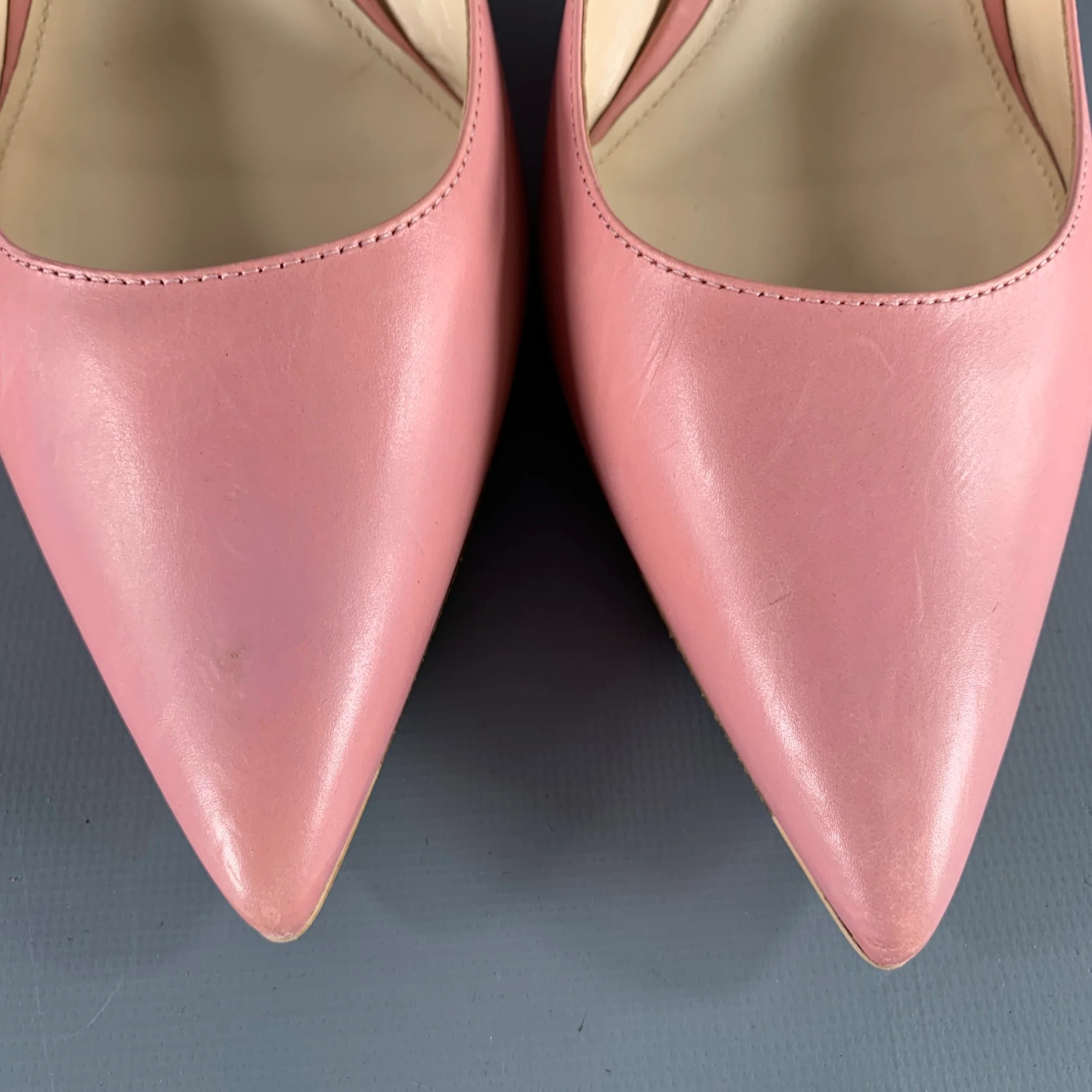 PRADA Size 7 Pink Leather Kitten Heel Pumps - Image 9