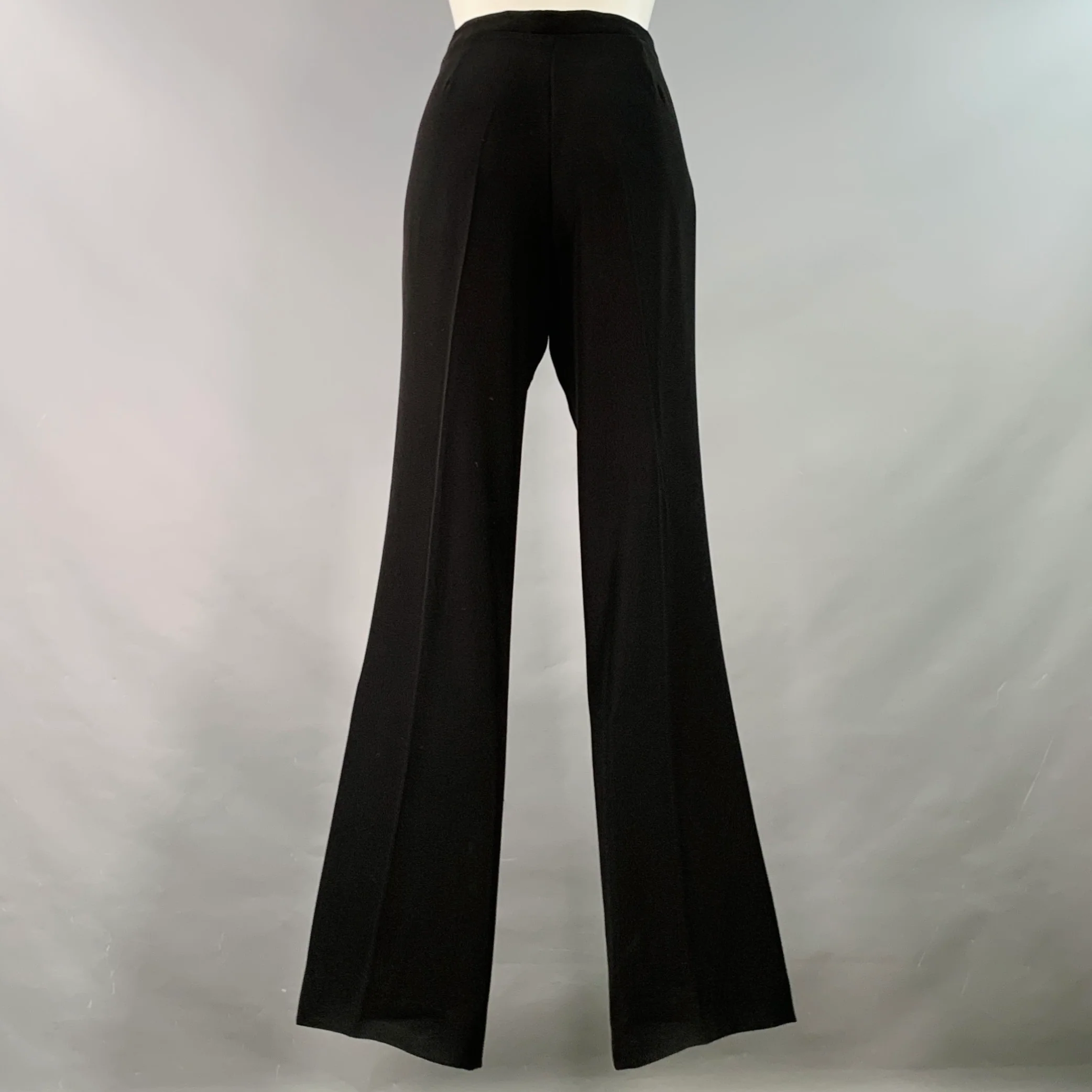 PRADA Size 8 Black Polyester Straight Side Zipper Dress Pants - Image 2