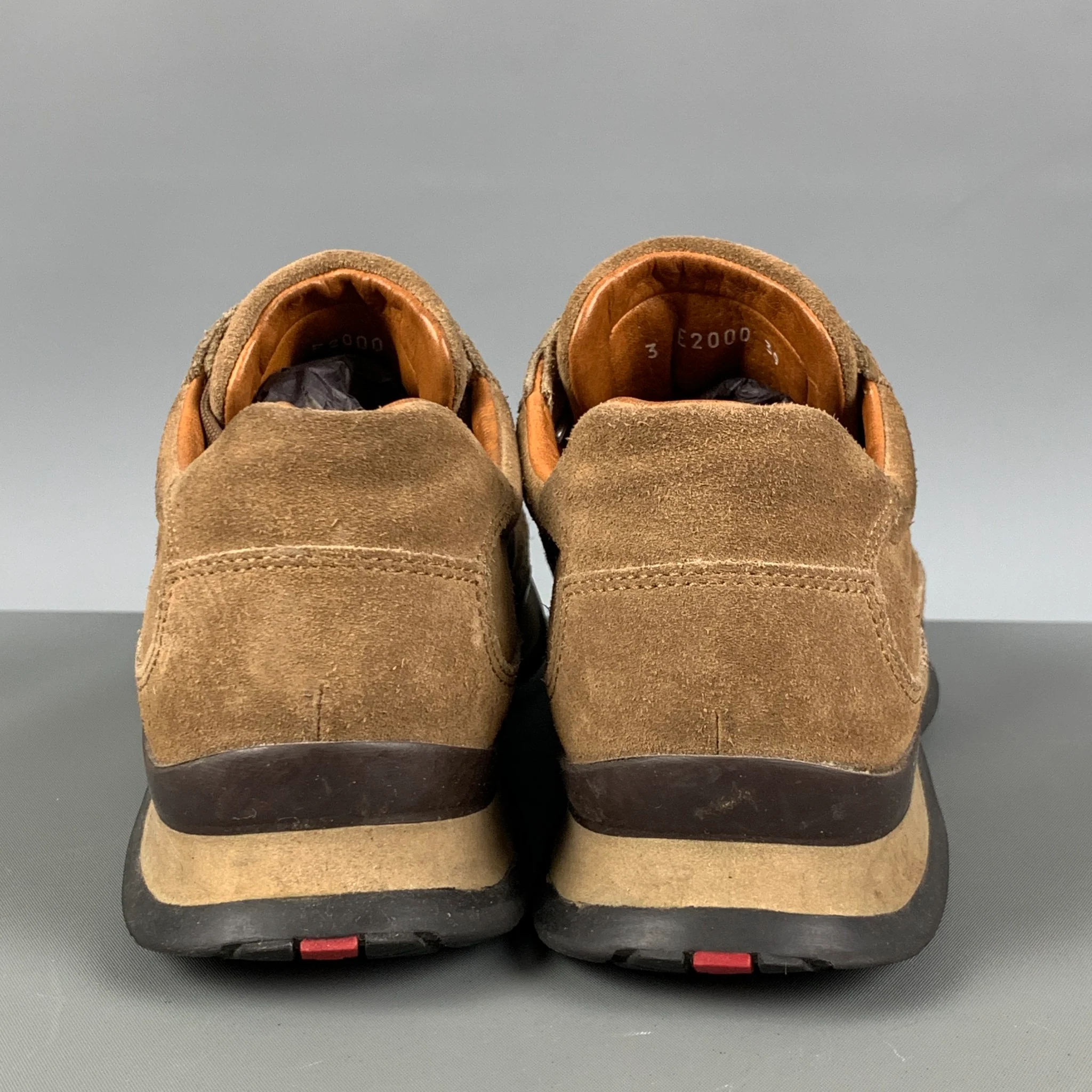 PRADA Size 9 Brown Tan Suede Sneakers - Image 3