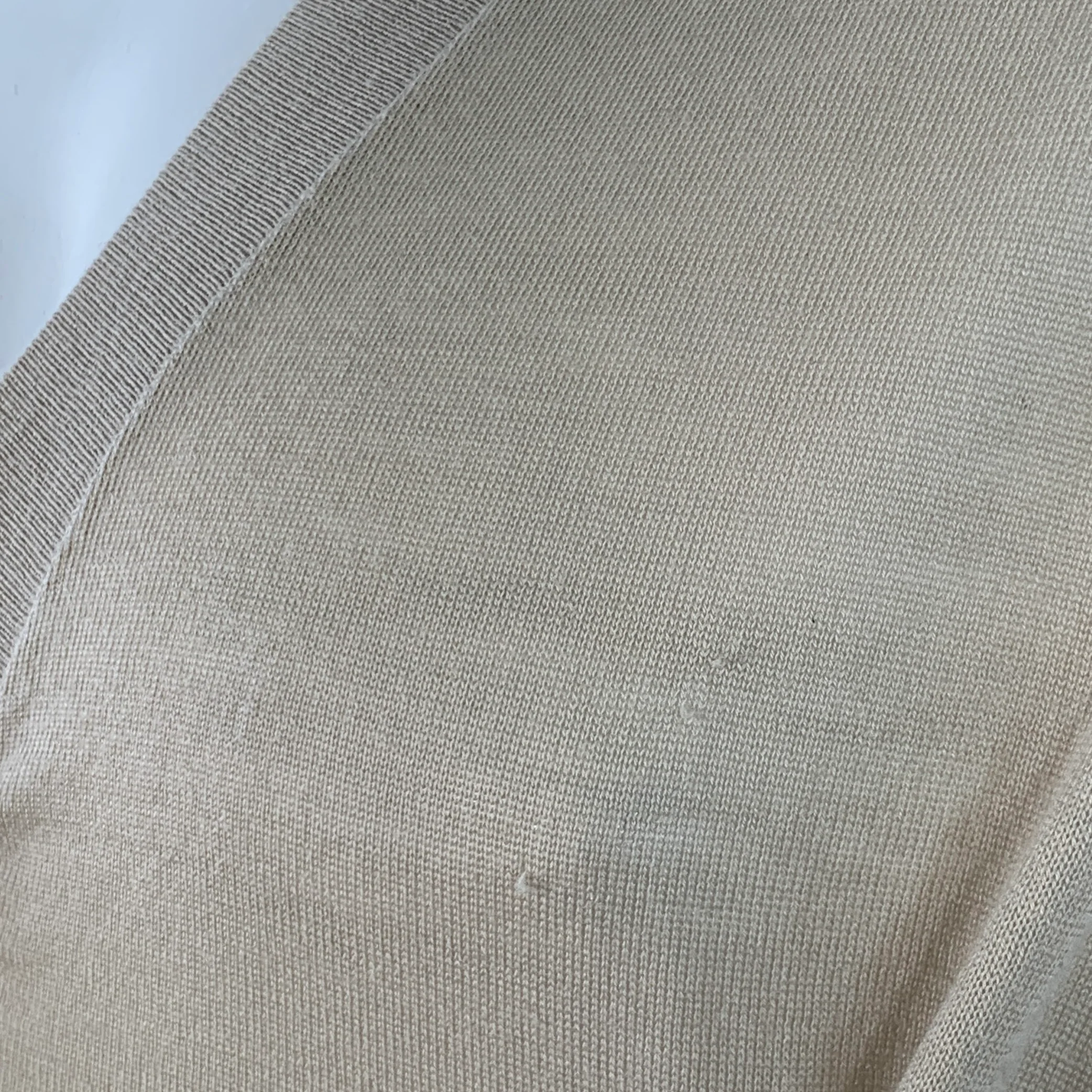 PRADA Size L Beige Virgin Wool Sheer Knit V-Neck Cardigan - Image 4