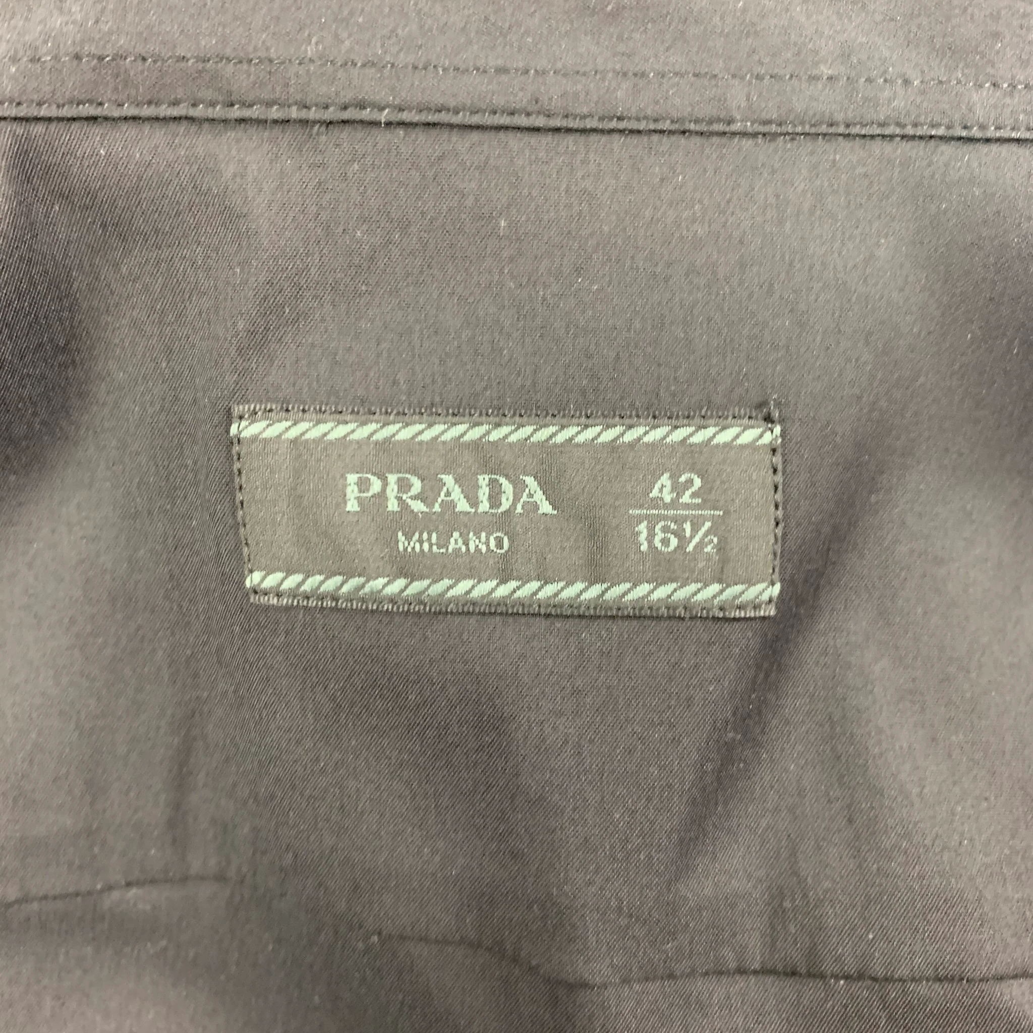 PRADA Size L Black Cotton Blend Long Sleeve Shirt - Image 6