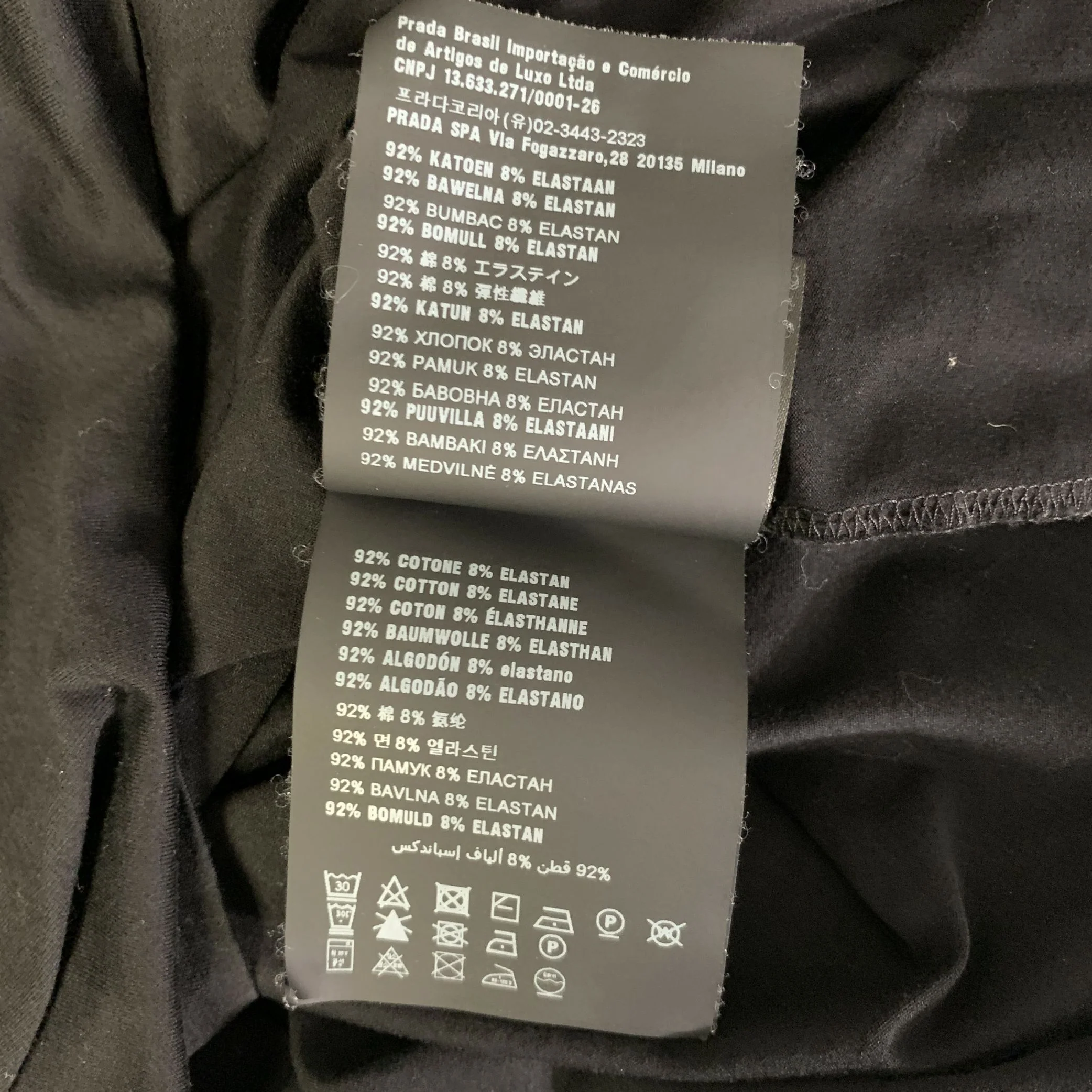 PRADA Size L Black Patch Cotton Crew-Neck T-shirt - Image 7