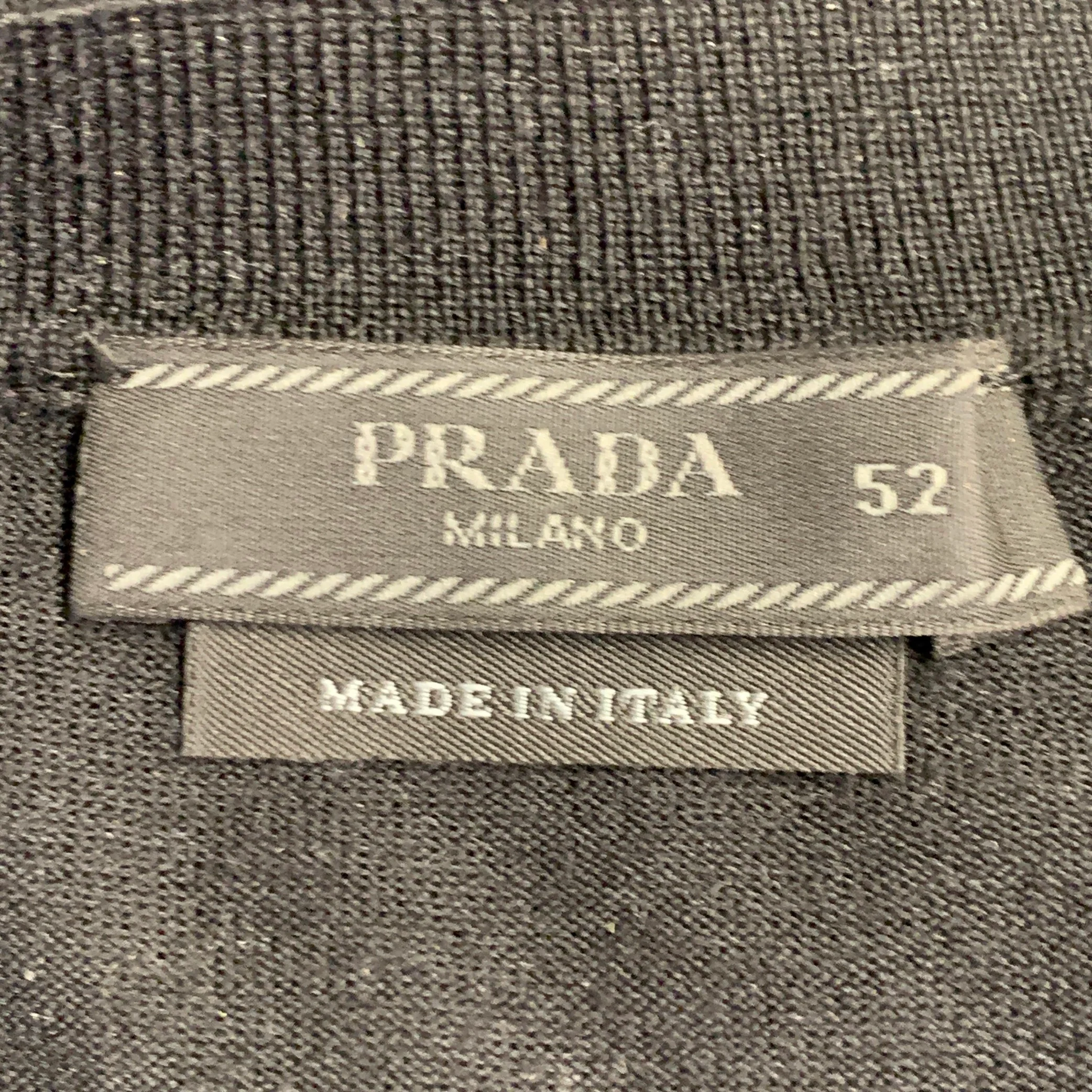 PRADA Size L Black White Jersey Logo Wool Long Sleeve Pullover - Image 7