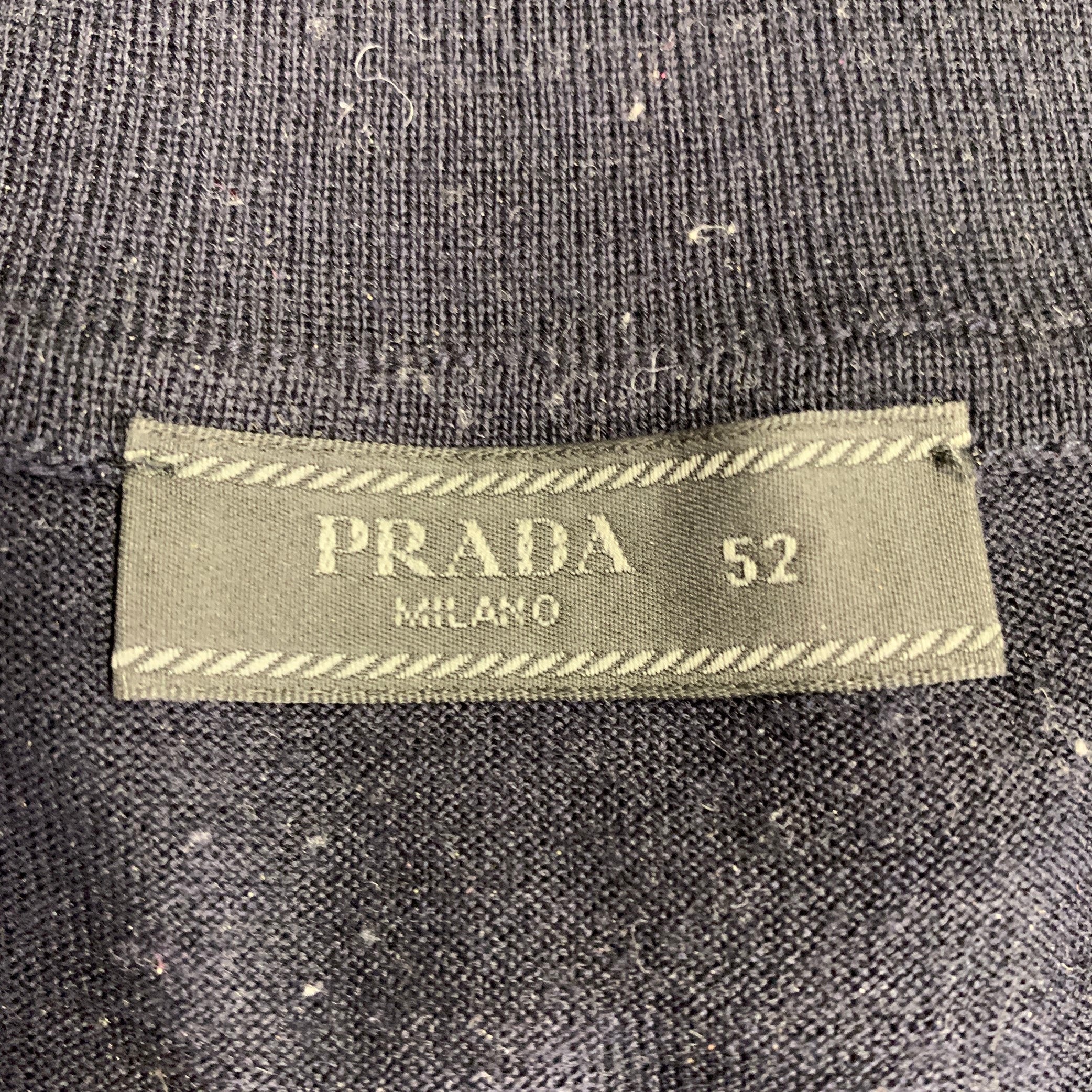 PRADA Size L Navy Knit Cotton Buttoned Polo - Image 8