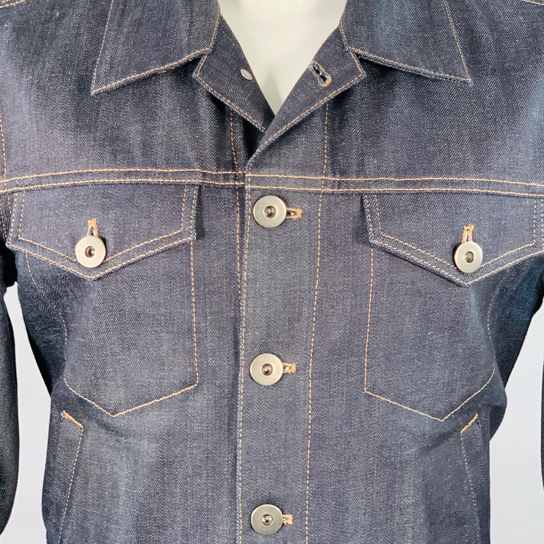 PRADA Size M Blue Indigo Cotton Denim Button Up Trucker Jacket - Image 2