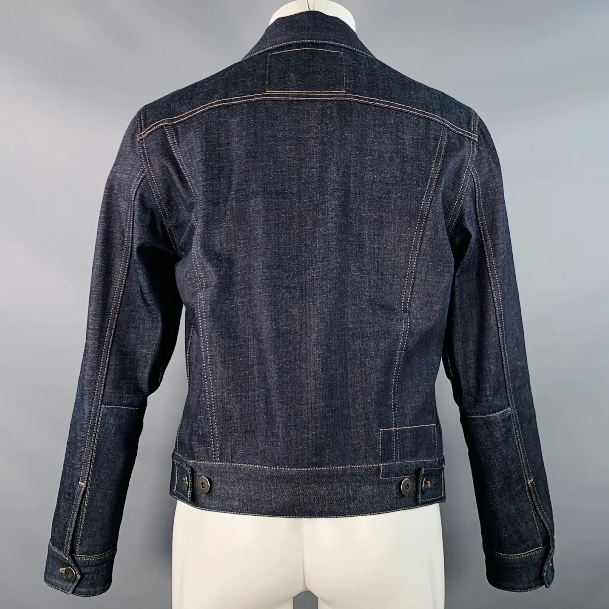 PRADA Size M Blue Indigo Cotton Denim Button Up Trucker Jacket - Image 4