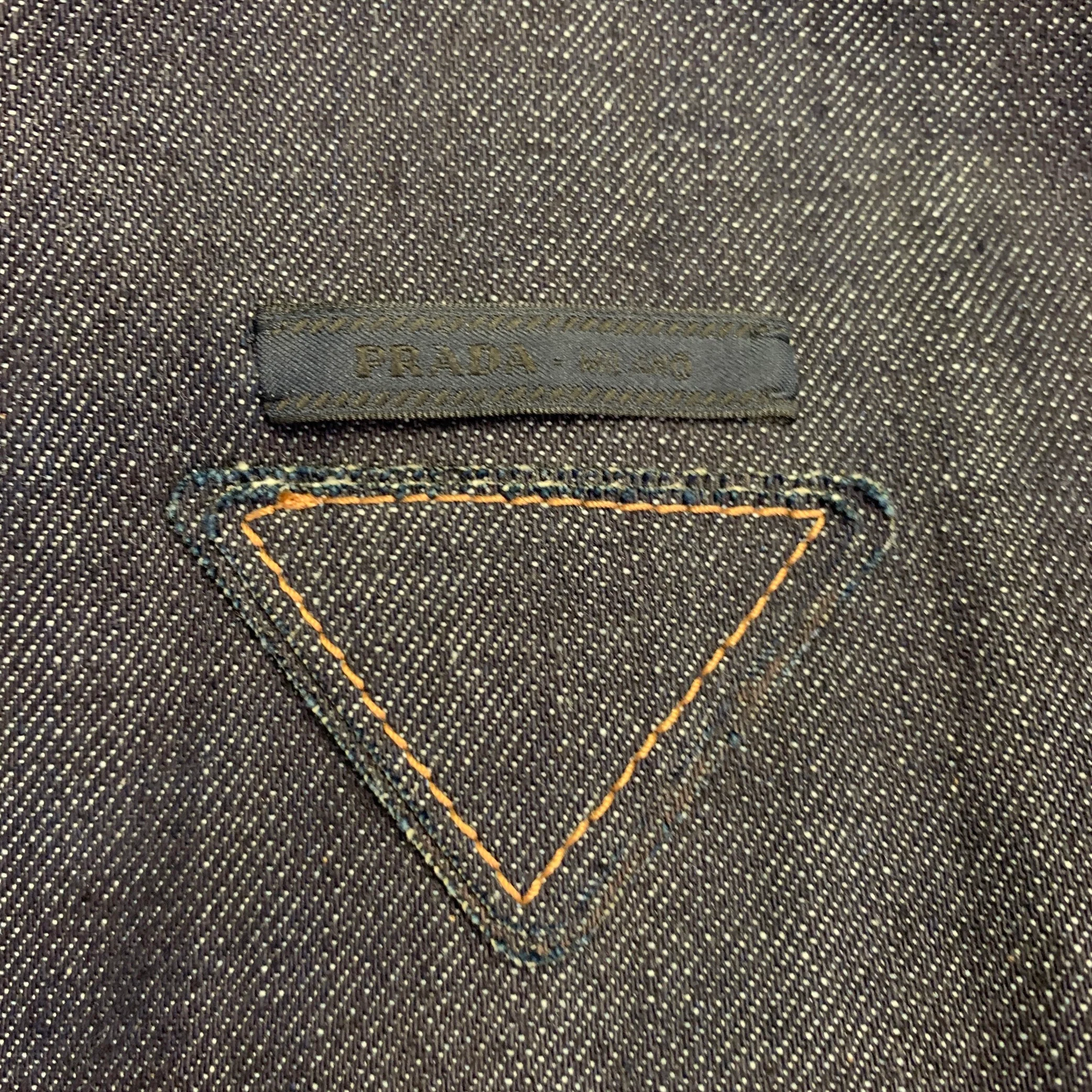 PRADA Size M Blue Indigo Cotton Denim Button Up Trucker Jacket - Image 5