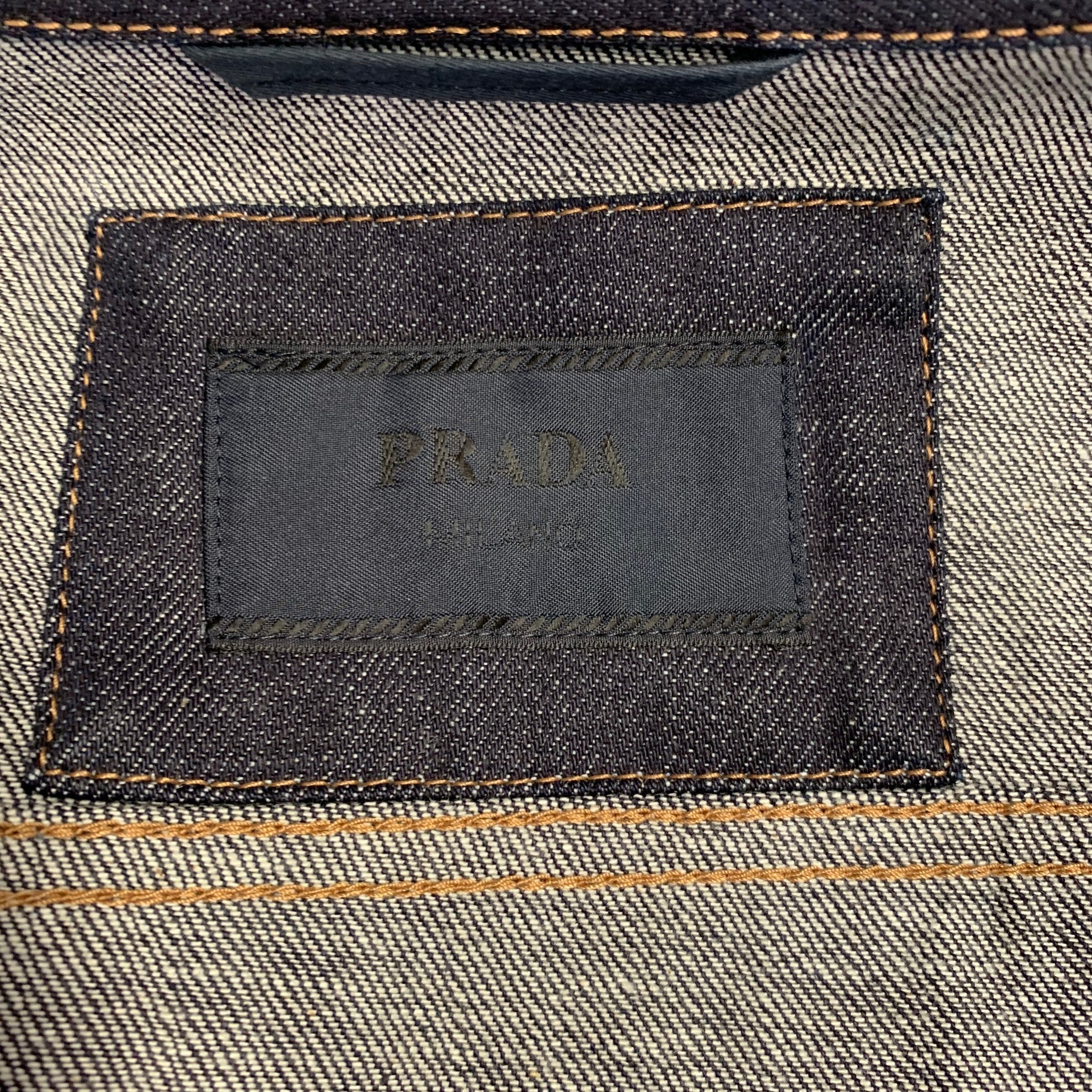 PRADA Size M Blue Indigo Cotton Denim Button Up Trucker Jacket - Image 6