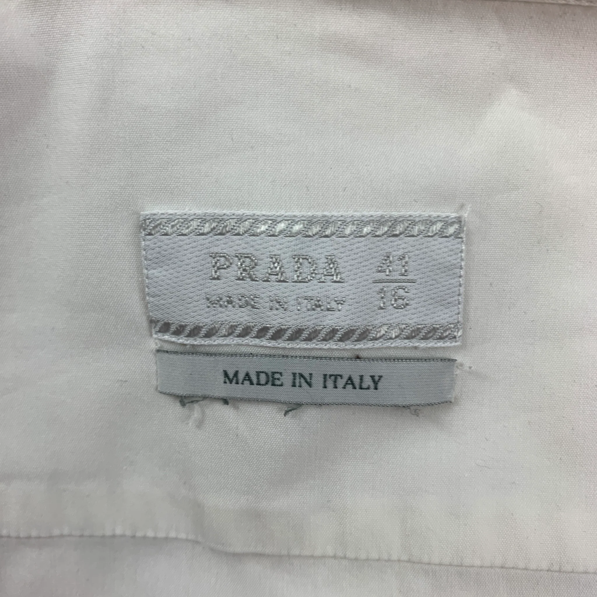 PRADA Size M White Cotton Pointed Collar Long Sleeve Shirt - Image 6