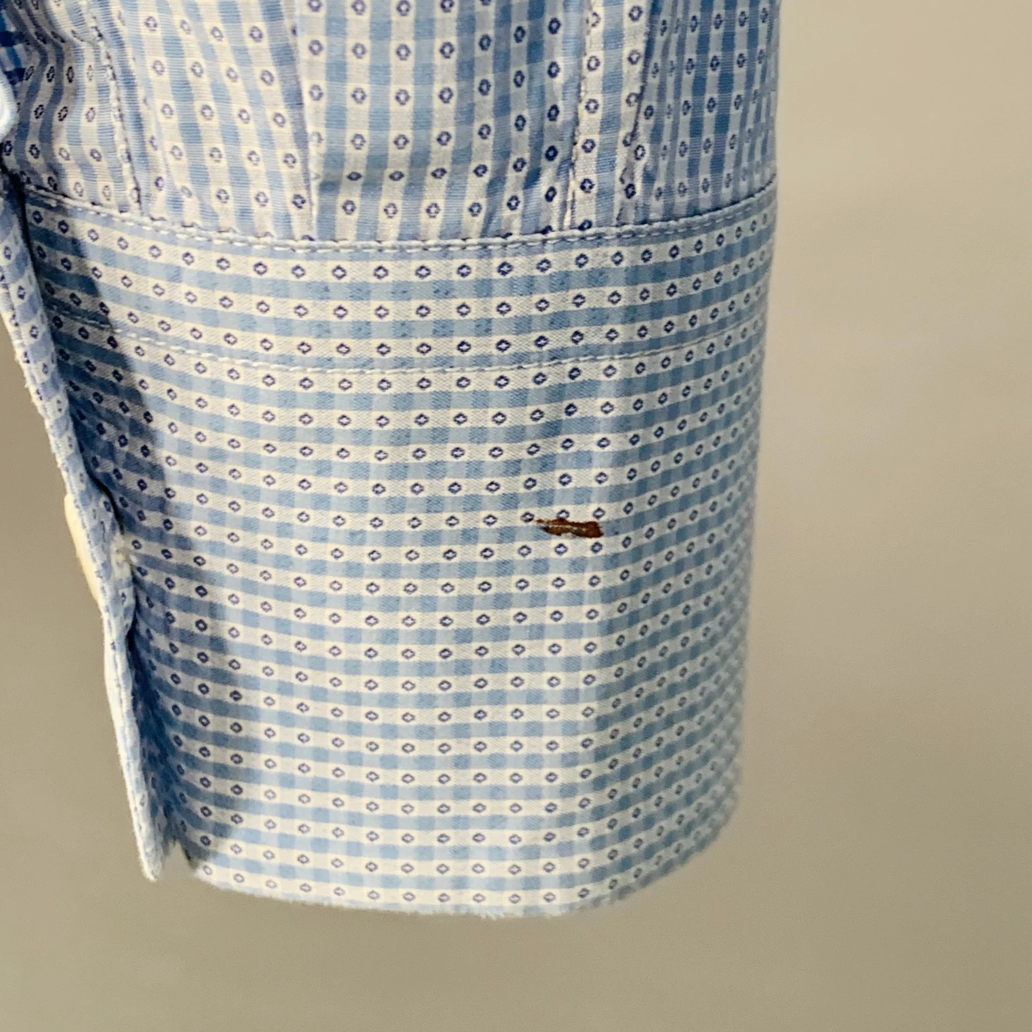 PRADA Size S Blue White Nailhead Cotton Button Up Long Sleeve Shirt - Image 5