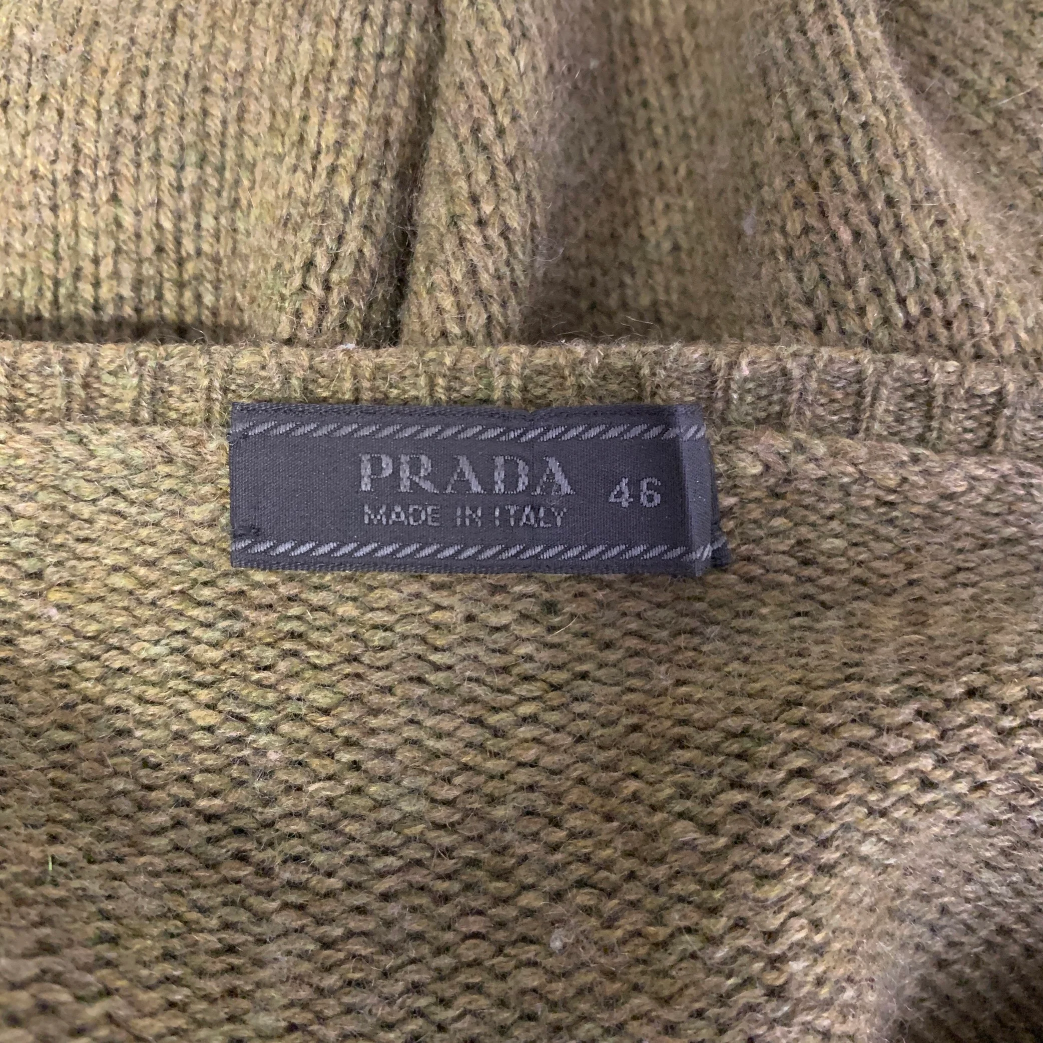 PRADA Size S Green Olive Knitted Cashmere Lightweight Sweater - Image 4
