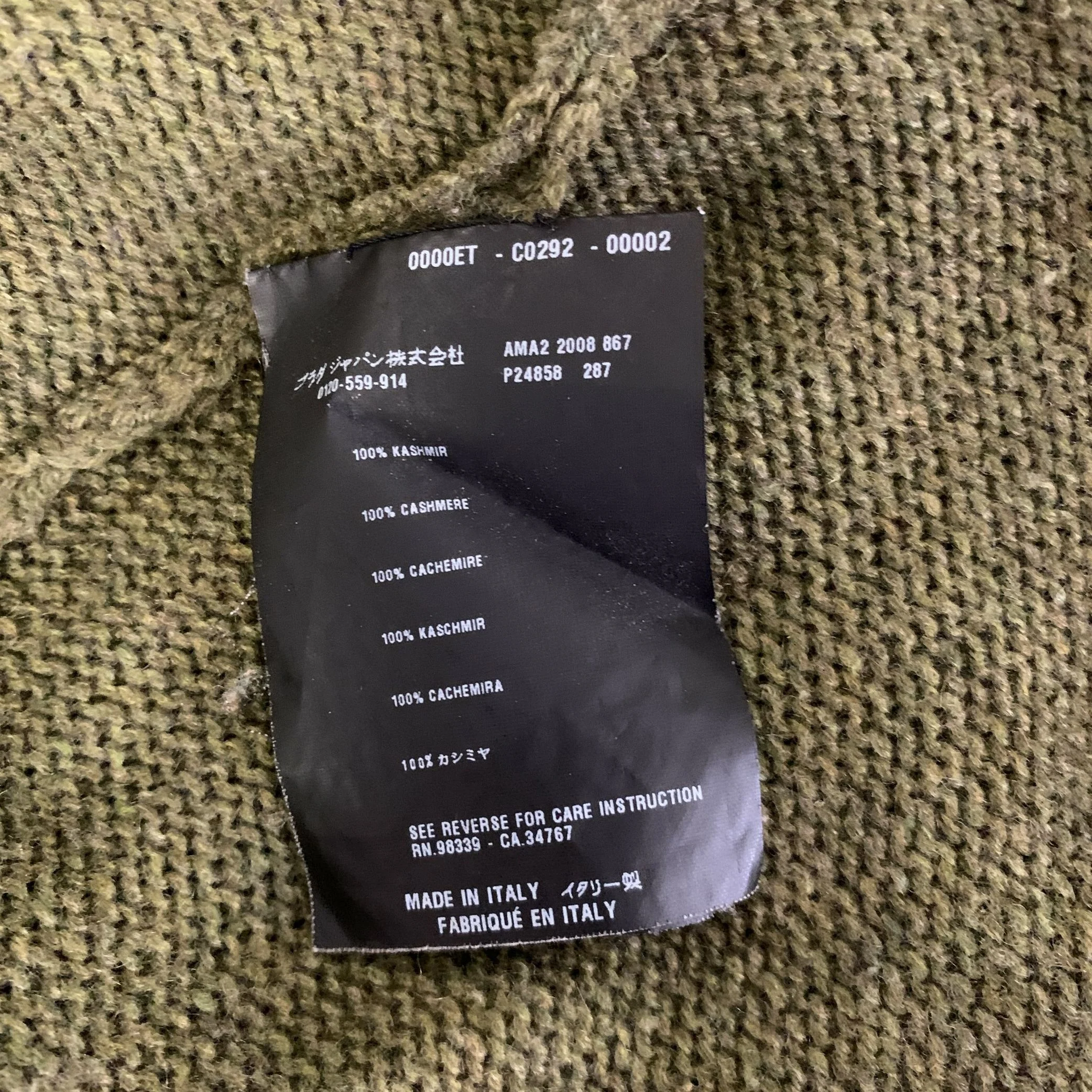 PRADA Size S Green Olive Knitted Cashmere Lightweight Sweater - Image 5