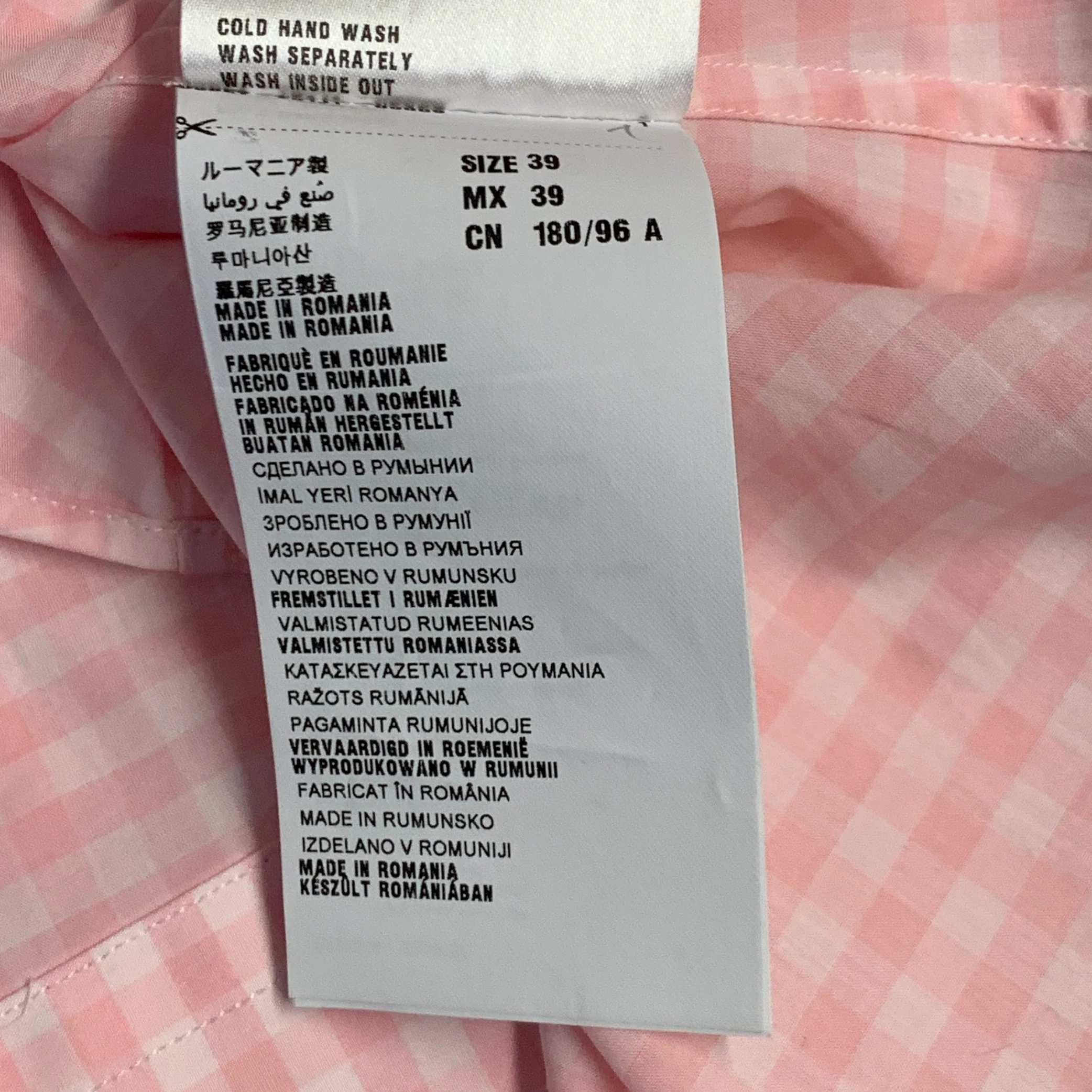 PRADA Size S Pink White Gingham Cotton One Pocket Long Sleeve Shirt - Image 8