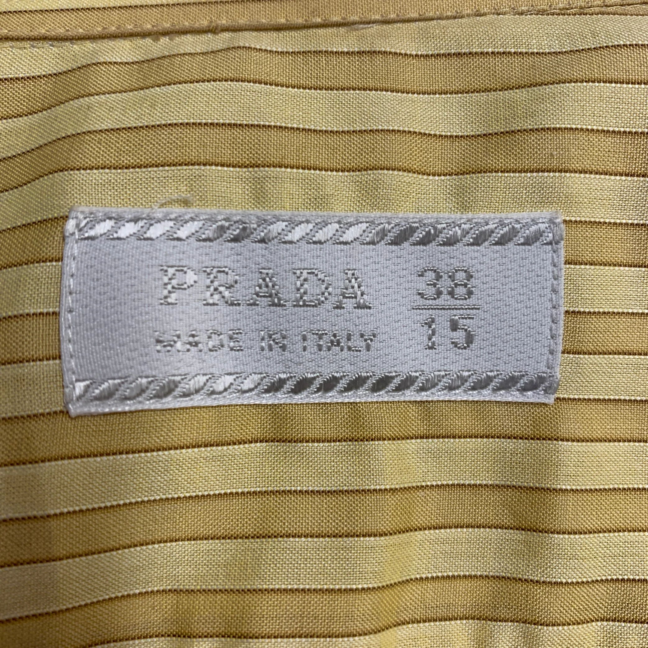 PRADA Size S Yellow Mustard Stripe Cotton Long Sleeve Shirt - Image 5