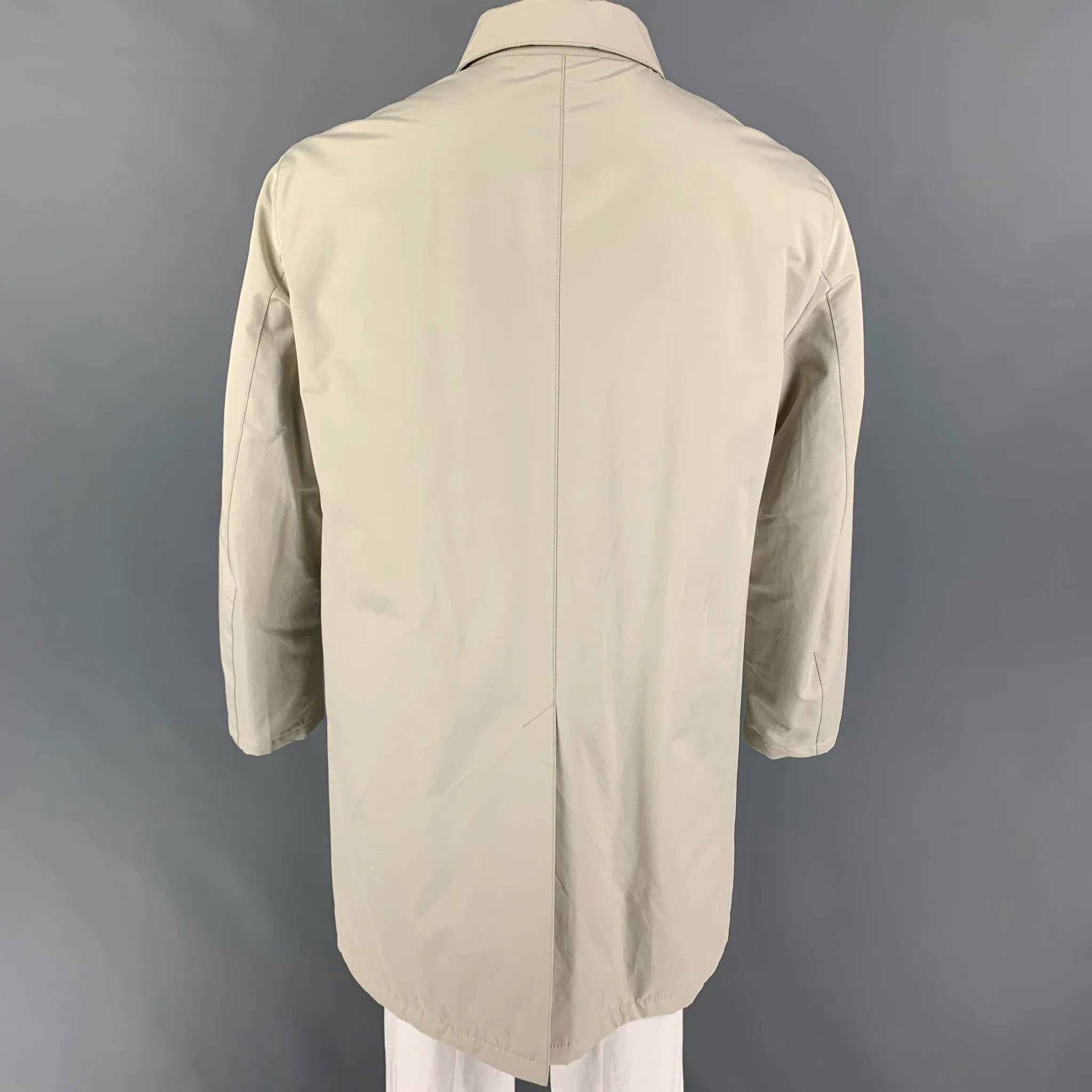 PRADA Size XL Beige Cotton / Polyester Buttoned Coat - Image 3