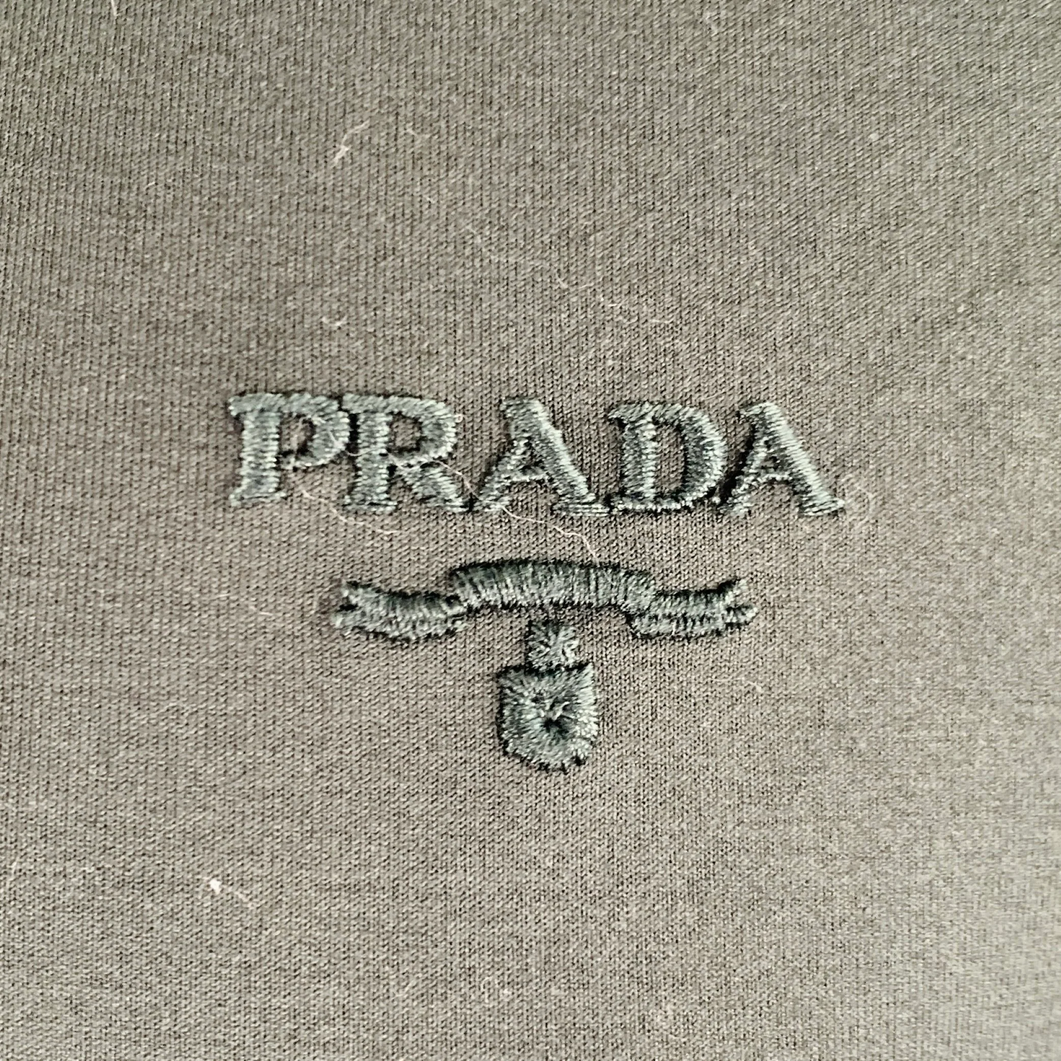 PRADA Size XL Forest Green Cotton Blend Crew Neck T-shirt - Image 2