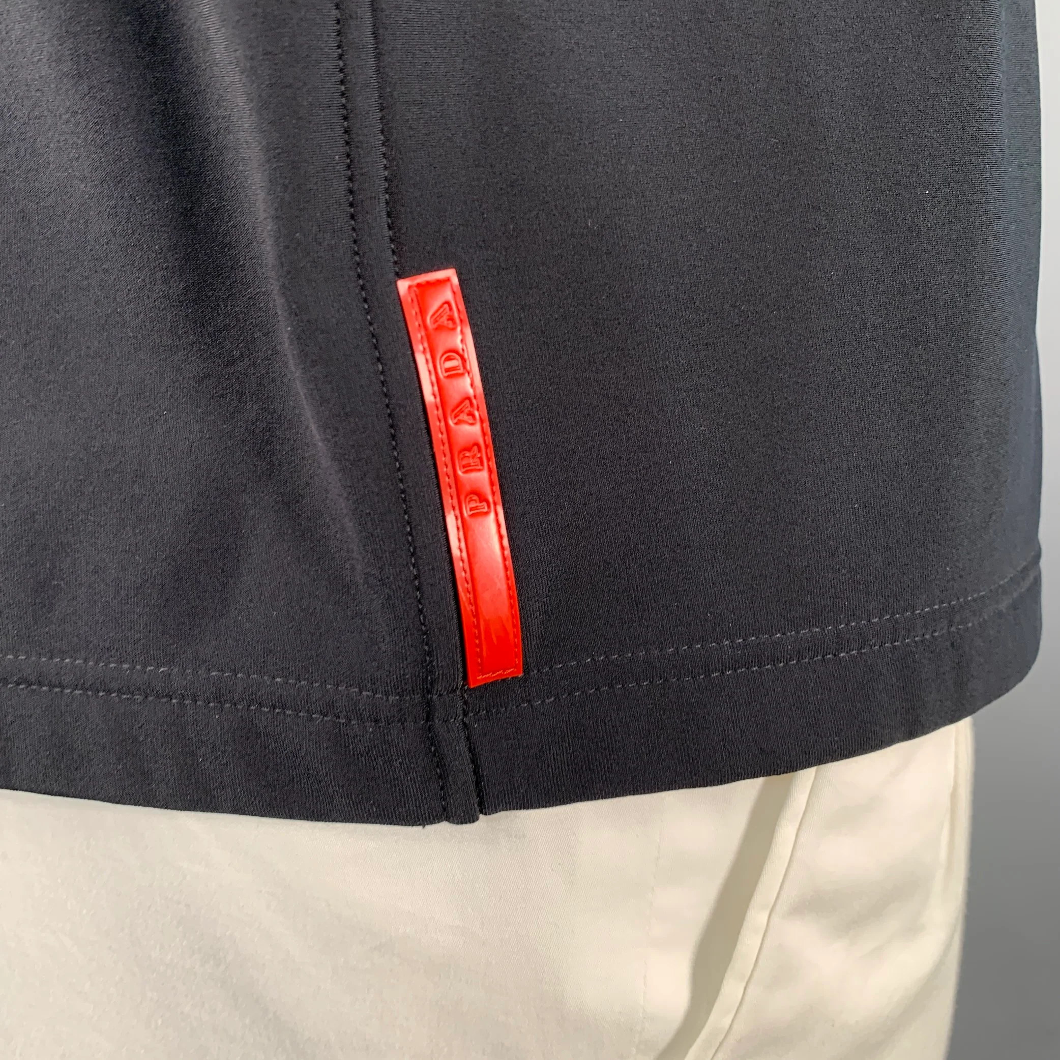 PRADA Size XXL Navy Nylon Blend One Pocket 1/4 Zip Pullover - Image 3