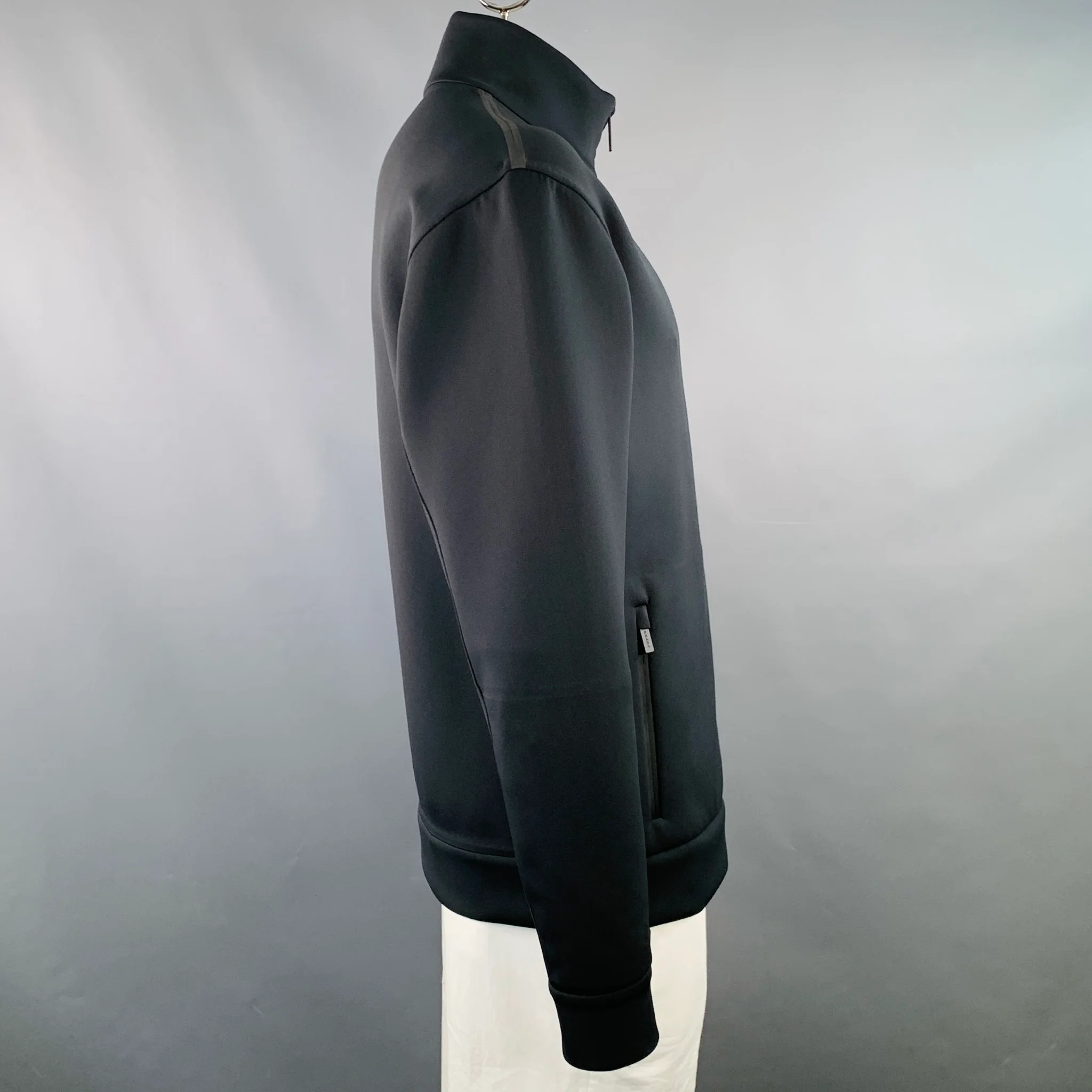 PRADA Size XXXL Black Red Logo Polyester Blend Technical Jersey Zip Up Jacket - Image 3