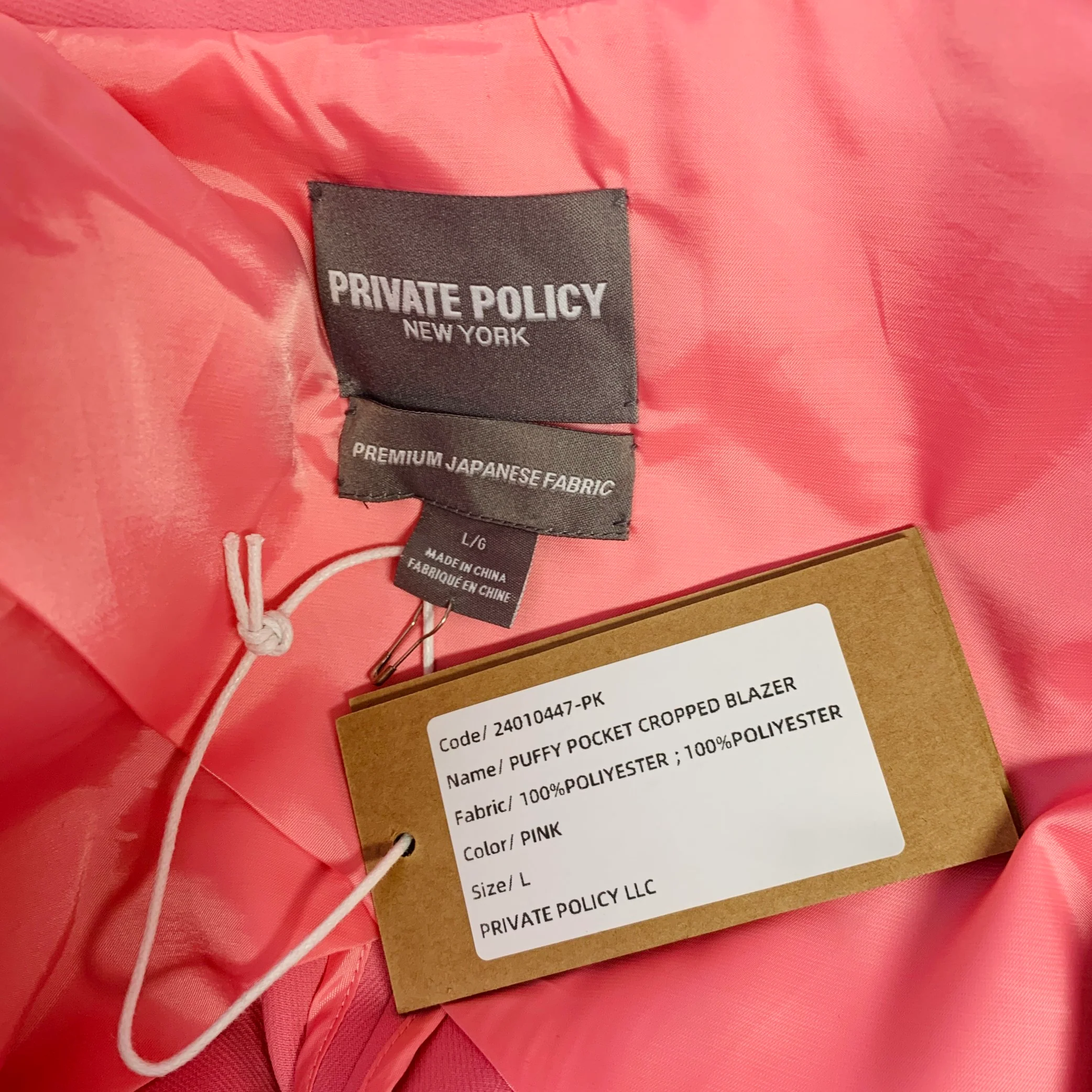 PRIVATE POLICY Size L Pink Polyester Cropped Cargo Jacket Blazer - Image 4