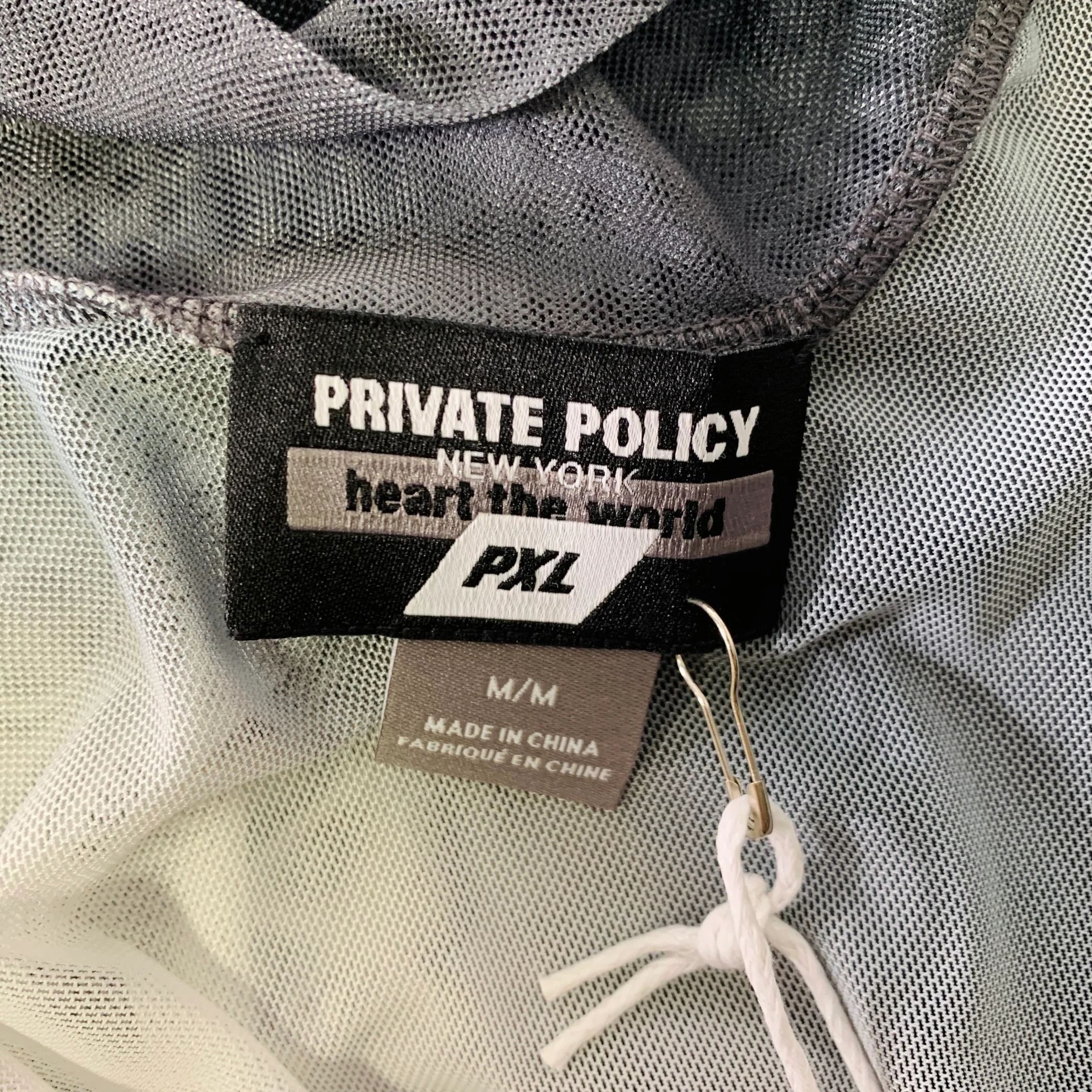 PRIVATE POLICY Size M Giant Check Mesh Black White Polyester Blend Ombre Casual Top - Image 4