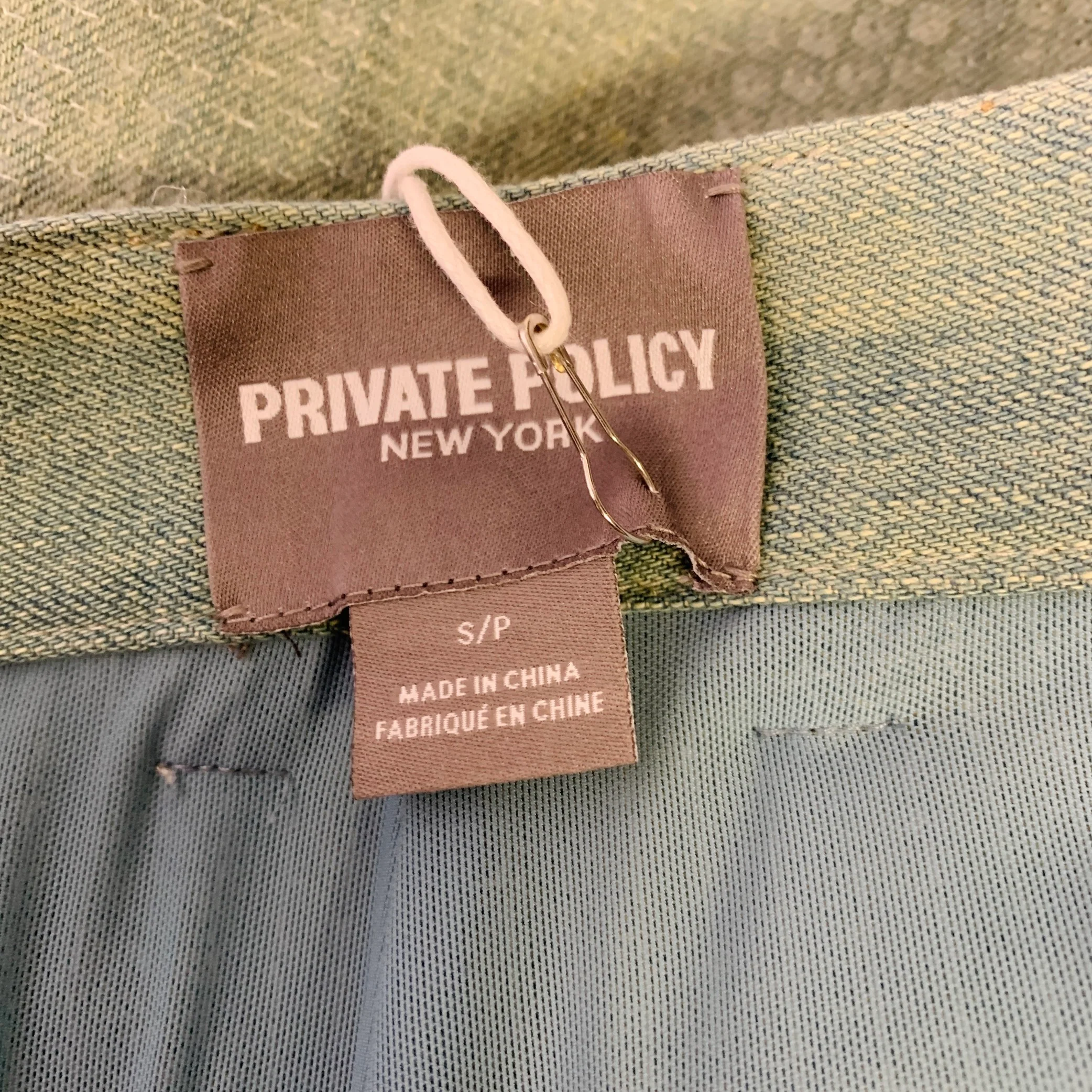 PRIVATE POLICY Size S Blue Clear Sequined Denim Wide Leg Dress Pants - Image 4
