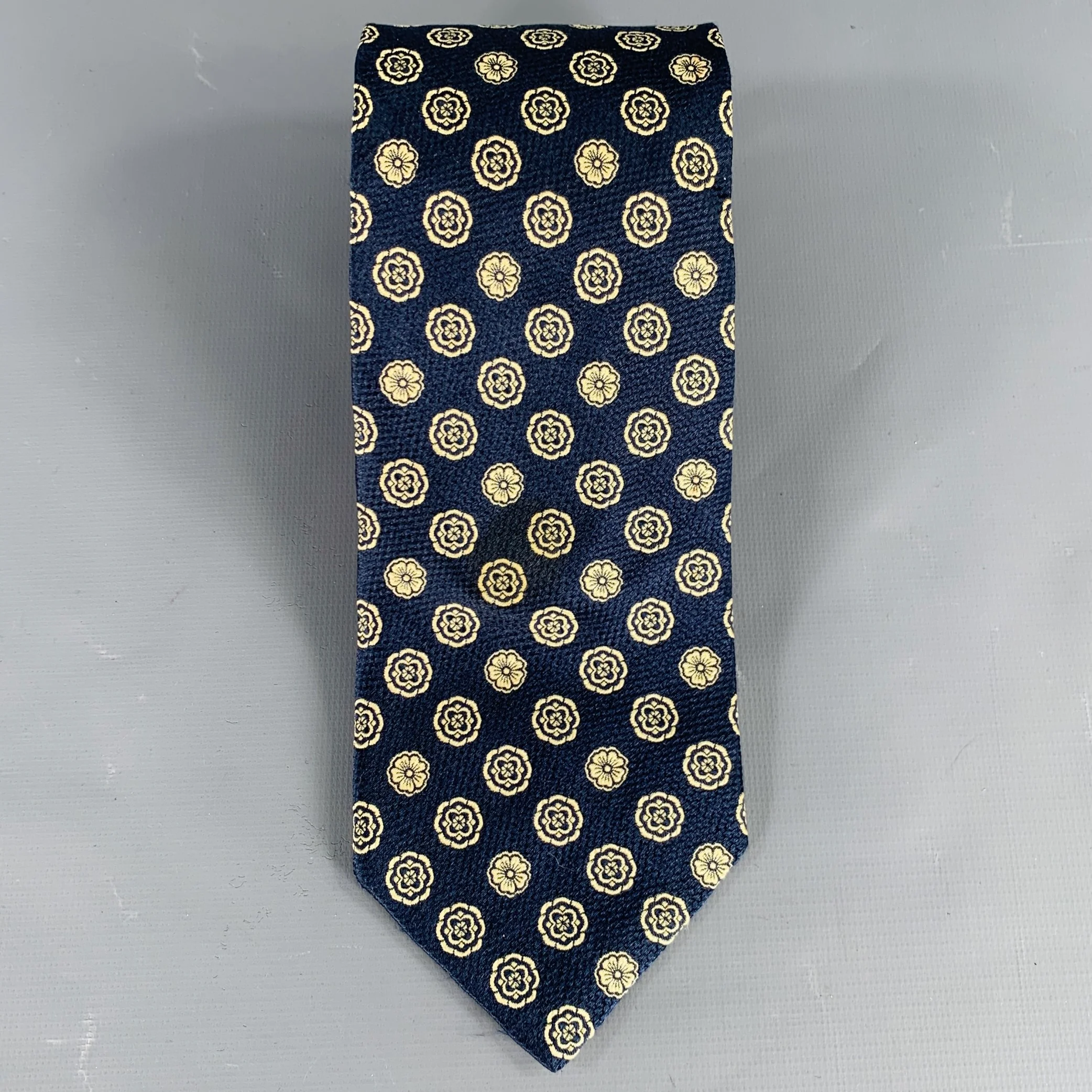 PROCHOWNICK Navy Cream Floral Jacquard Silk Tie - Image 3