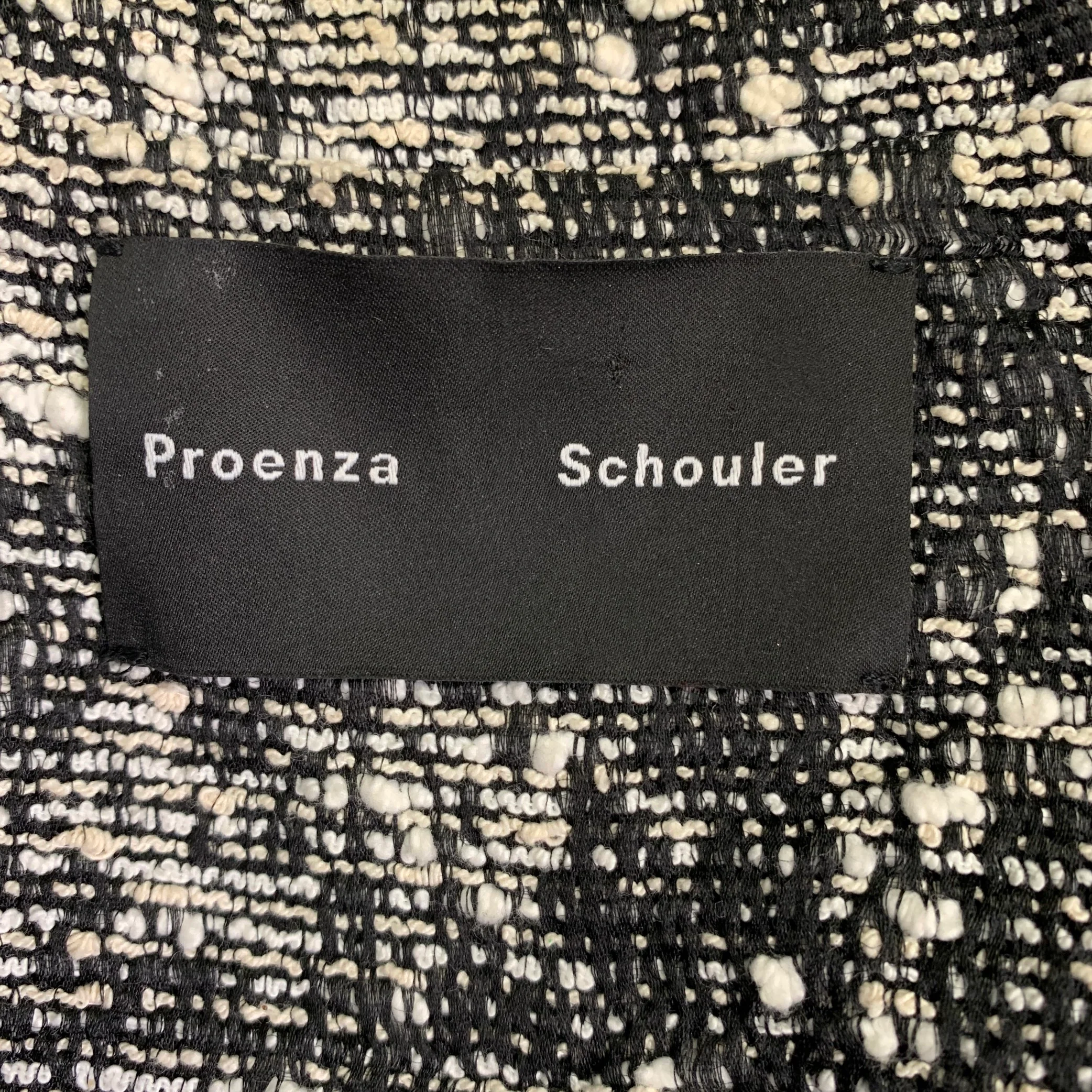 PROENZA SCHOULER Size 2 Black White Cotton Blend Boucle Snaps Jacket Blazer - Image 5