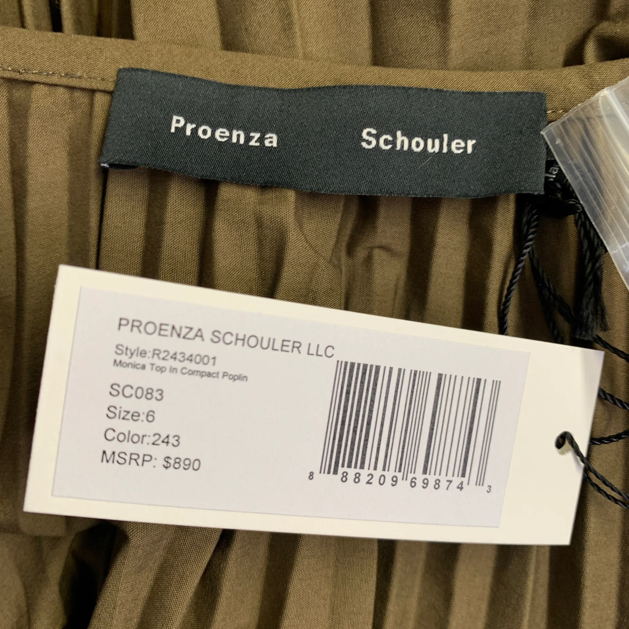 PROENZA SCHOULER Size 6 Monica Brown Cotton Blend Pleated V-Neck Blouse - Image 4