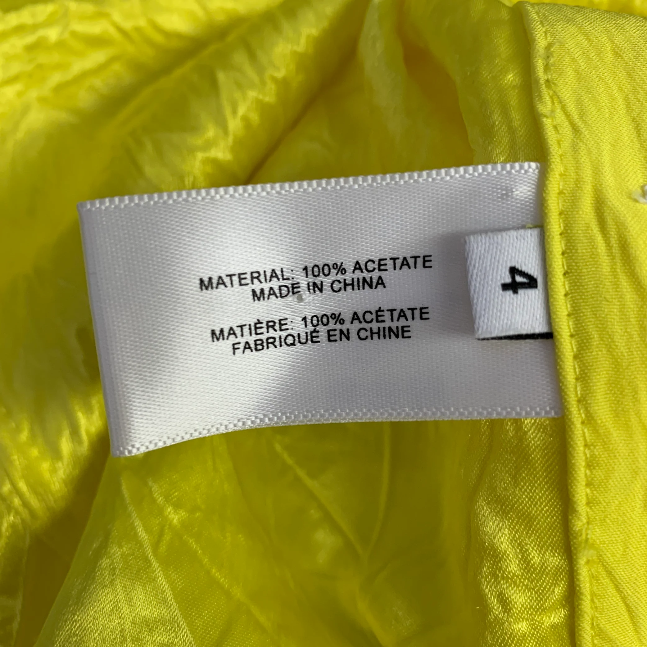PROENZA SCHOULER Size L Neon Yellow Wrinkled Acetate Hidden Placket Long Sleeve Shirt - Image 7