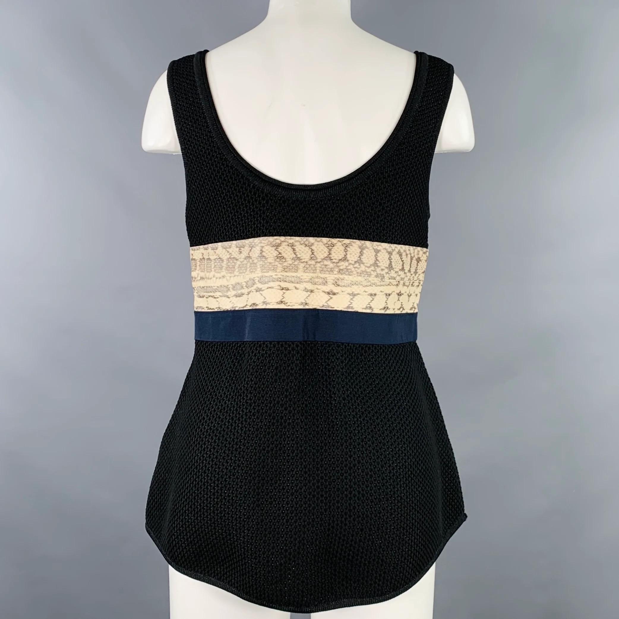 PROENZA SCHOULER Size M Black Beige Polyester Blend Mixed Fabrics Casual Top - Image 4