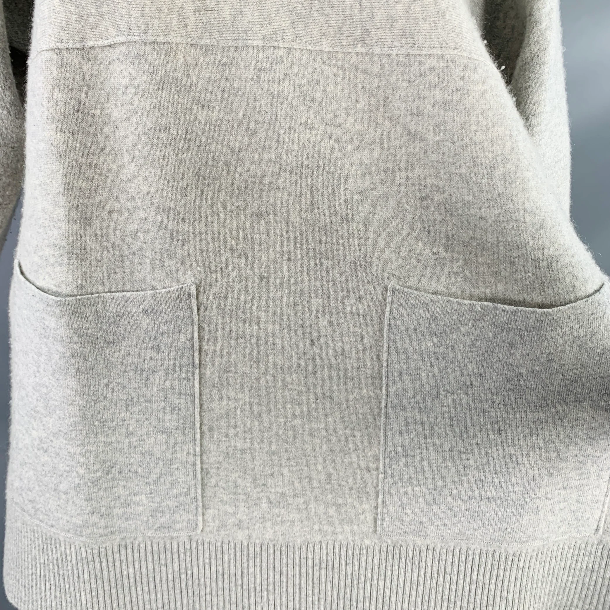 PROENZA SCHOULER Size XS Heather Grey Cashmere Blend Crew Neck Large Pockets Pullover - Image 2