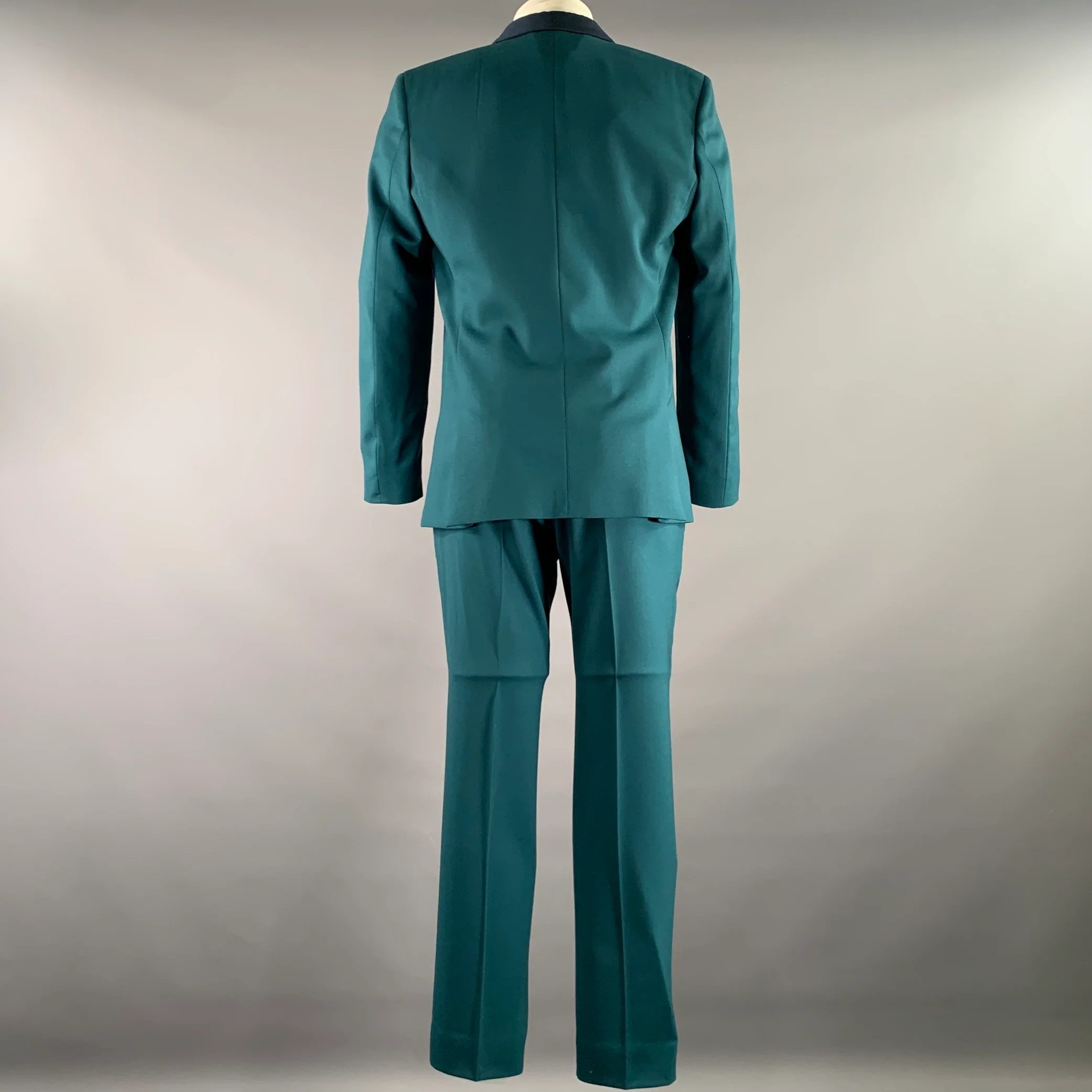 PS by PAUL SMITH Chest Size 38 Green Teal Solid Wool Shawl 32 30 Suit - Image 3