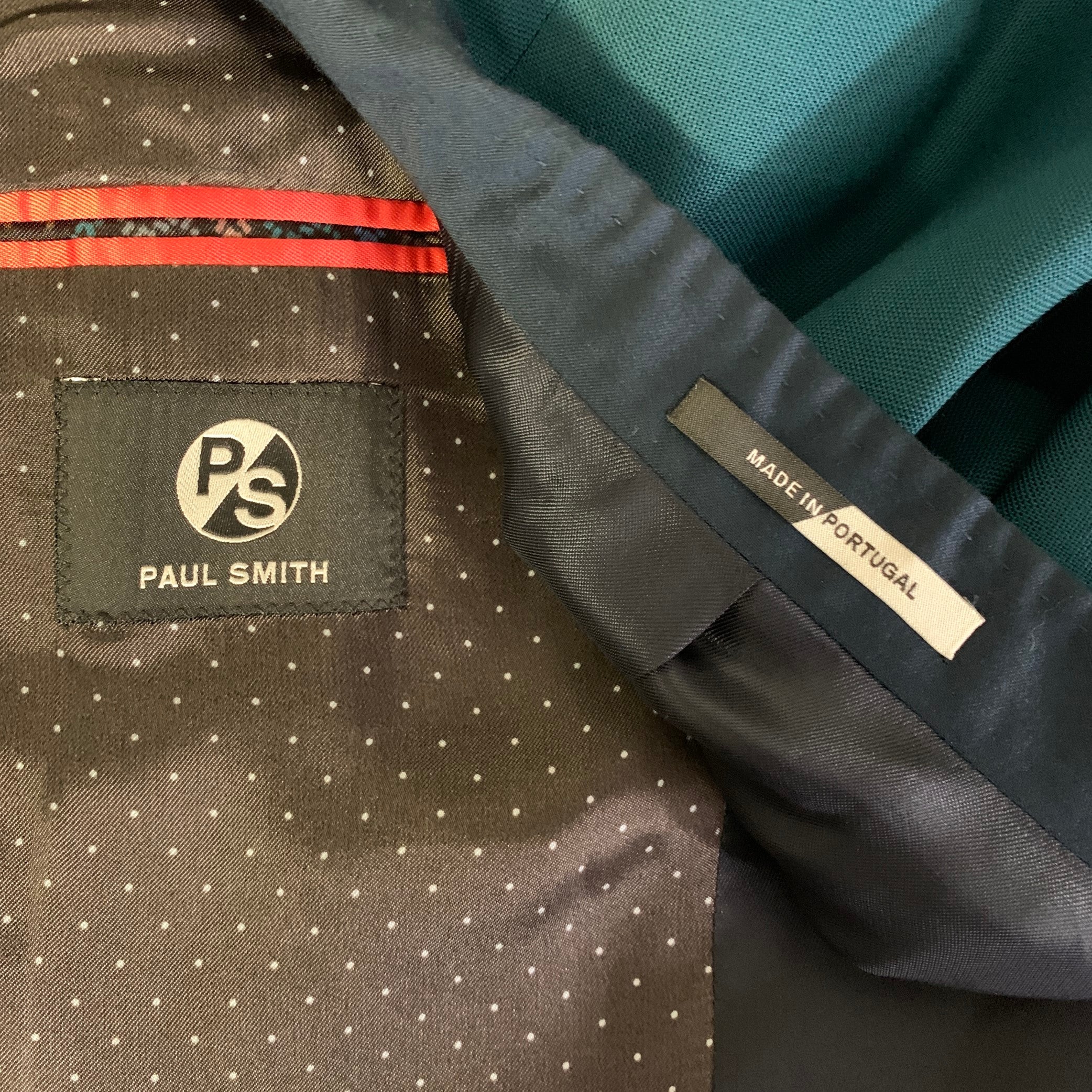 PS by PAUL SMITH Chest Size 38 Green Teal Solid Wool Shawl 32 30 Suit - Image 6