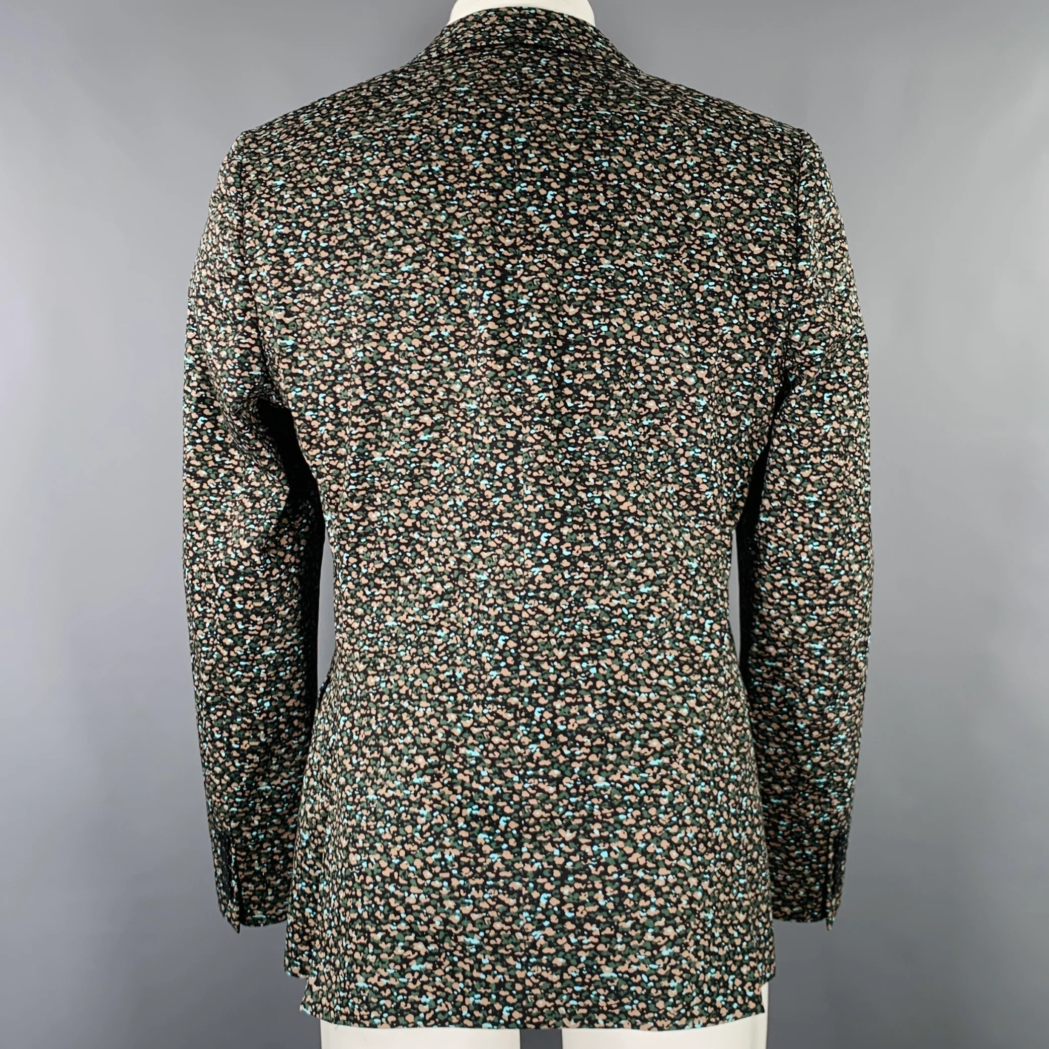 PS by PAUL SMITH Size 40 Black Green Tan Print Cotton Sport Coat - Image 4