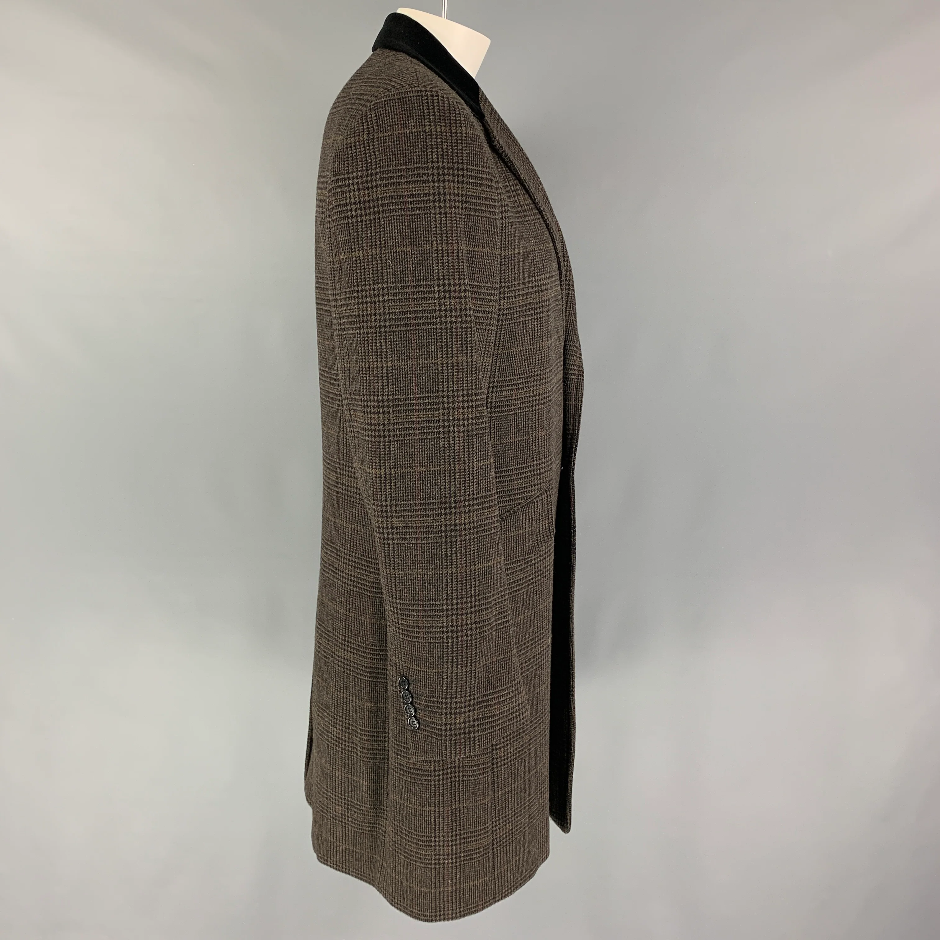 PS by PAUL SMITH Size 42 Olive Black Plaid Wool Nylon Coat - Image 3