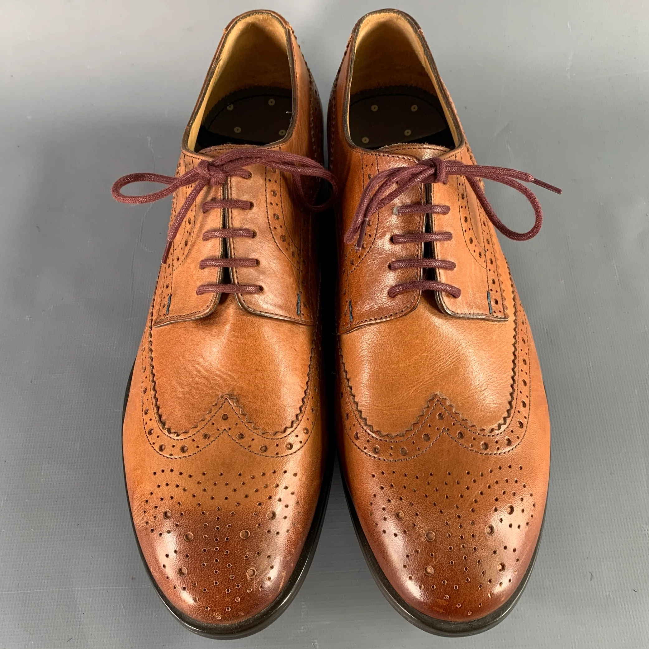 PS by PAUL SMITH Size 8 Panorama Tan Perforated Leather Wingtip Lace-Up Shoes - Image 4