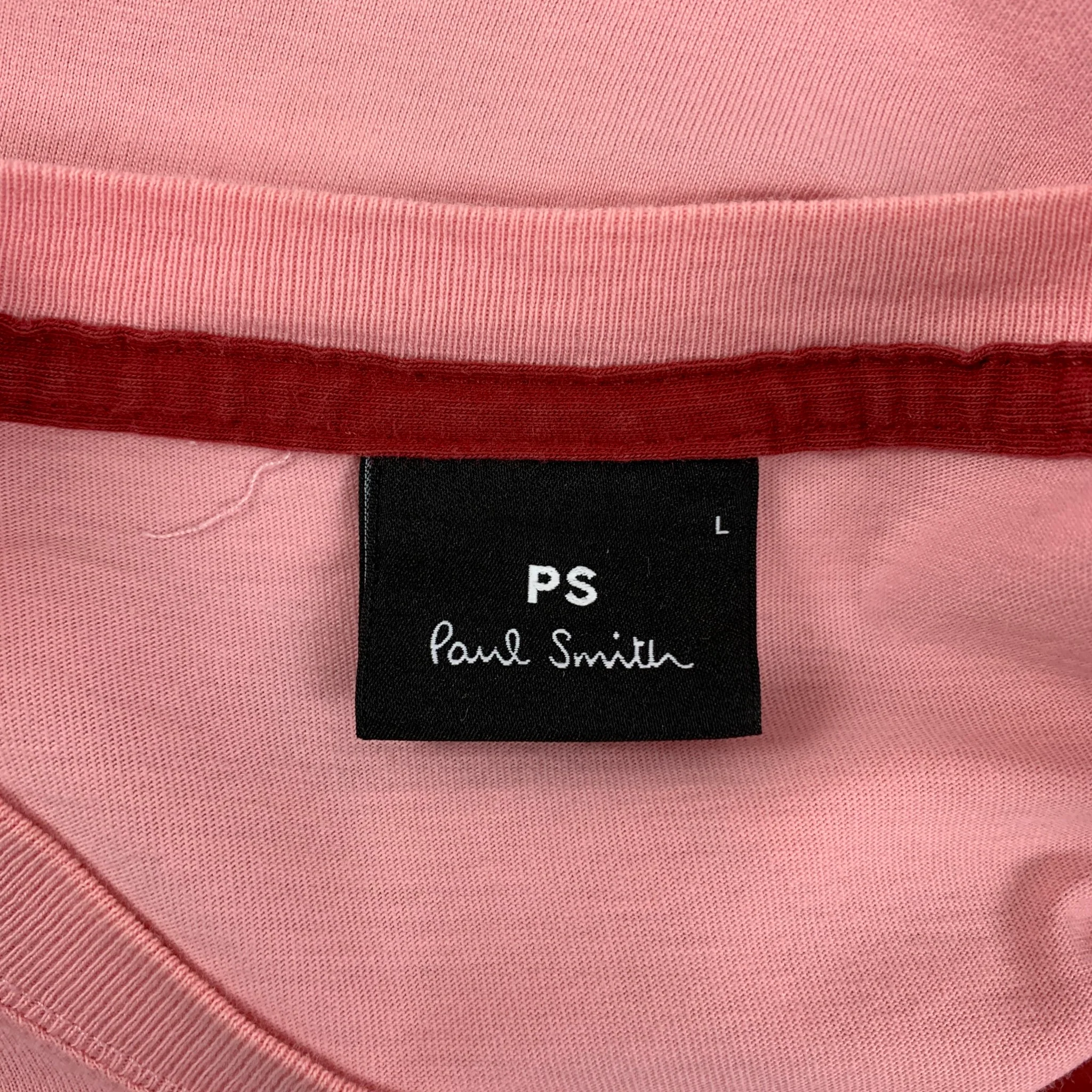 PS by PAUL SMITH Size L Pink Black Graphic Cotton Crew-Neck T-shirt - Image 5