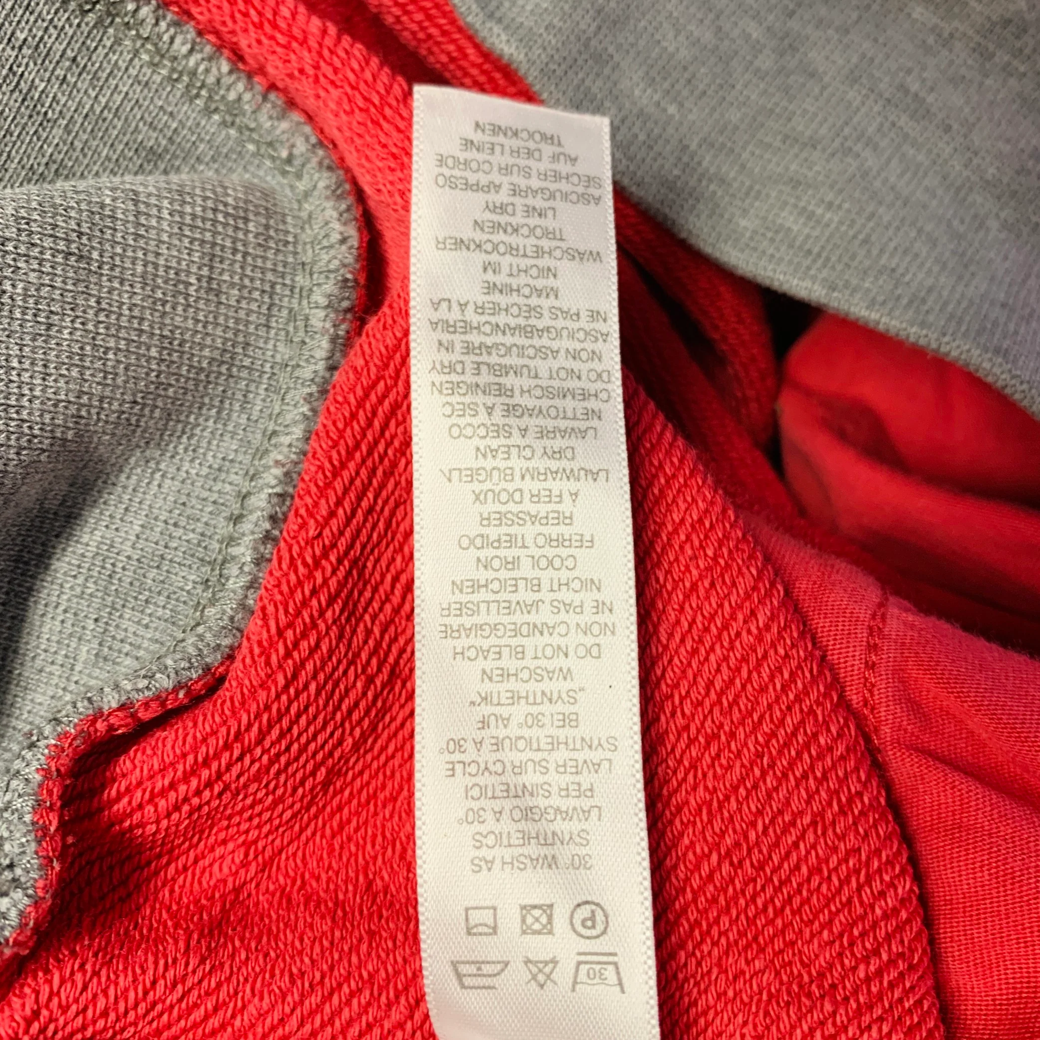 PS by PAUL SMITH Size L Red Blue Mixed Fabrics Cotton Hooded Sweatshirt - Image 6