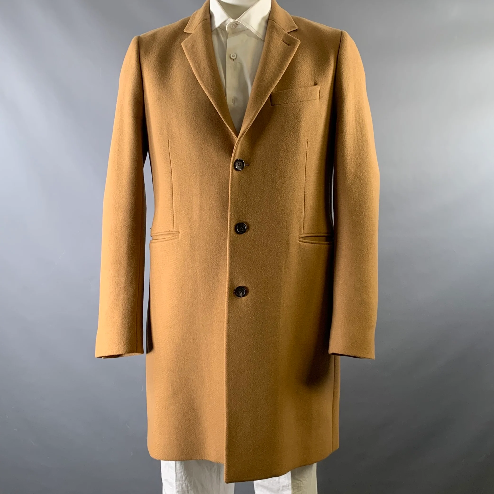 PS by PAUL SMITH Size L Tan Wool Blend Notch Lapel Coat