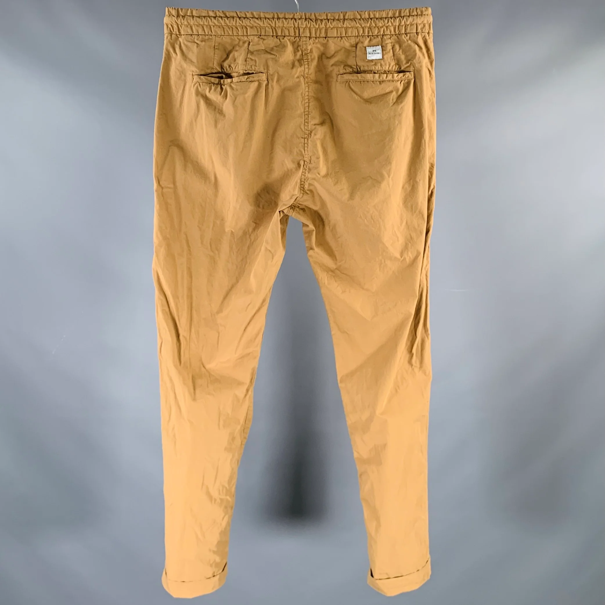 PS by PAUL SMITH Size M Camel Solid Cotton Cuffed Casual Pants - Image 2