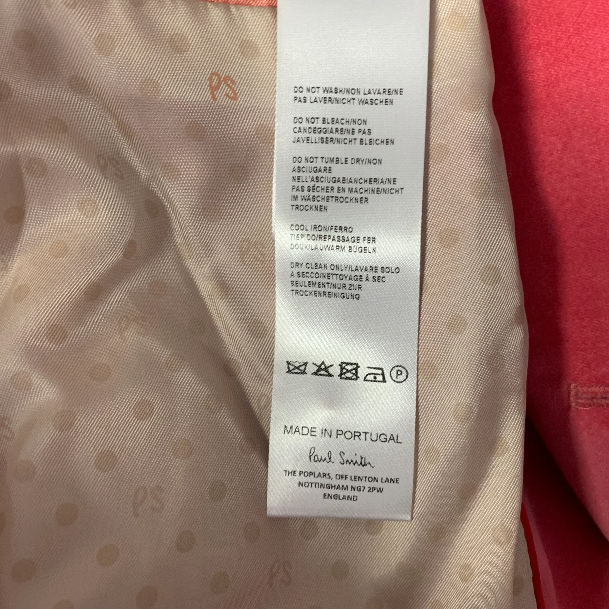 PS by PAUL SMITH Size M Pink Cotton / Elastane Velvet Jacket - Image 6